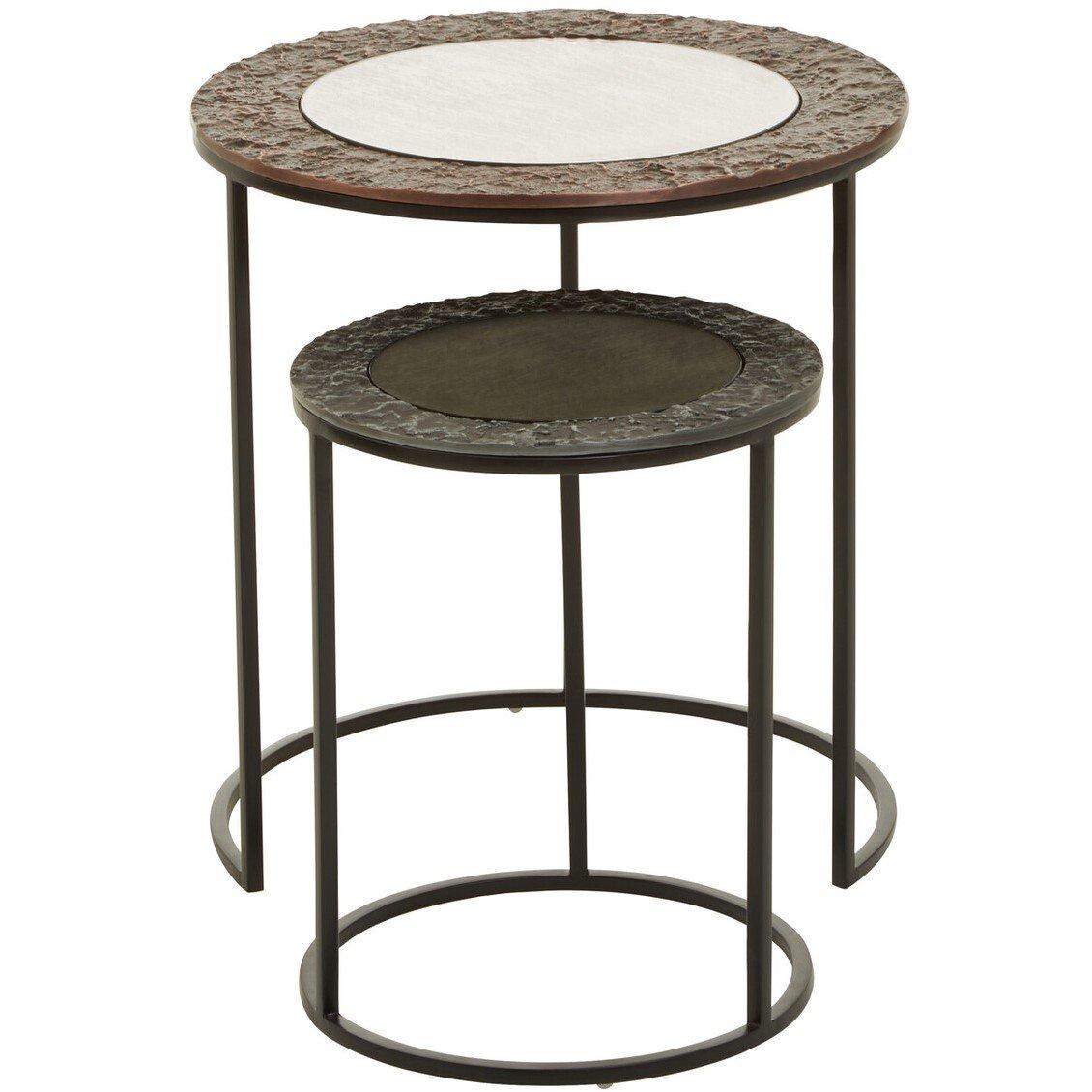 Black - Fifty Five South - Akola Set Of 2 Round Nesting Tables - 3