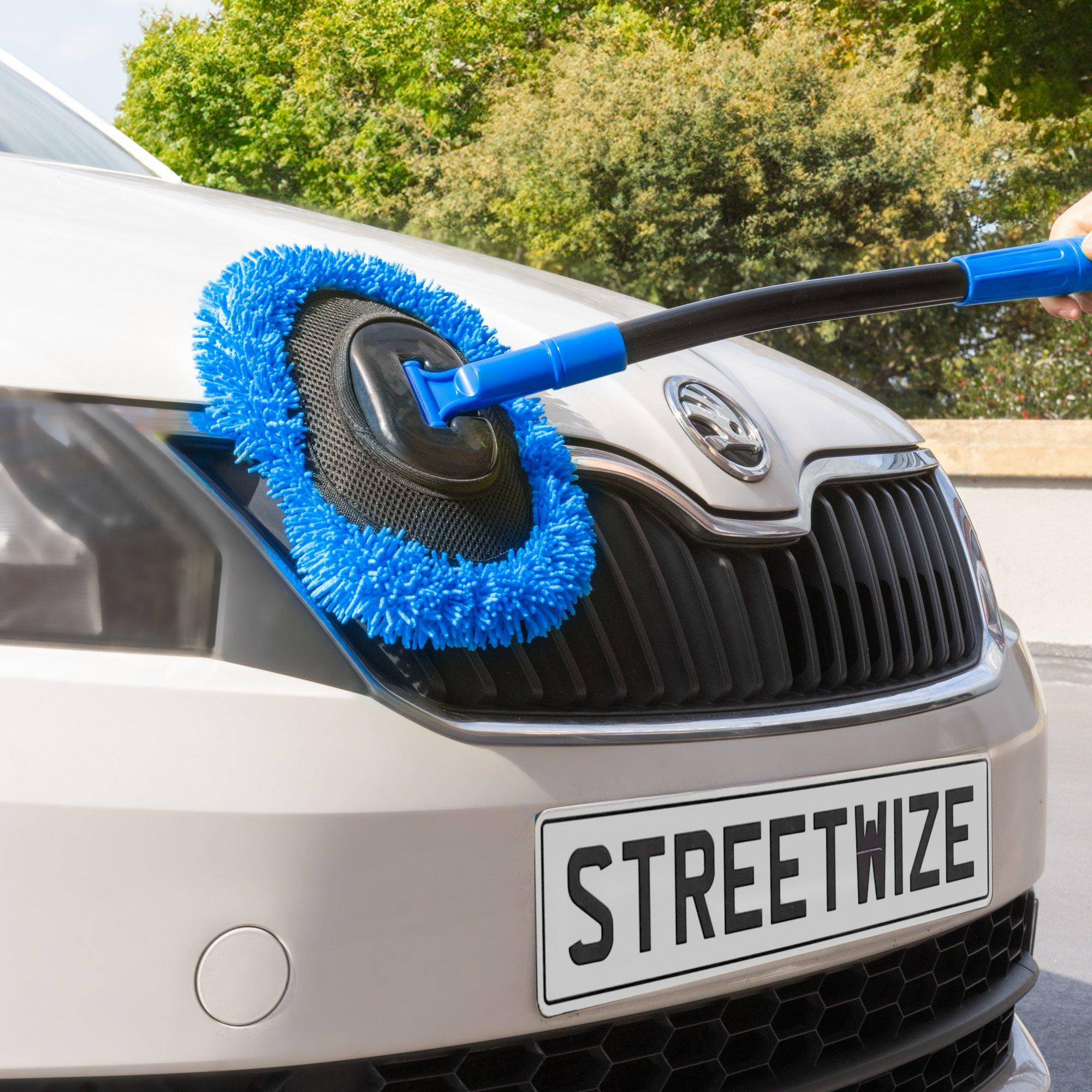 Blue/Black - Streetwize - 1.2m Adjustable Curved Car Wash Brush - 5