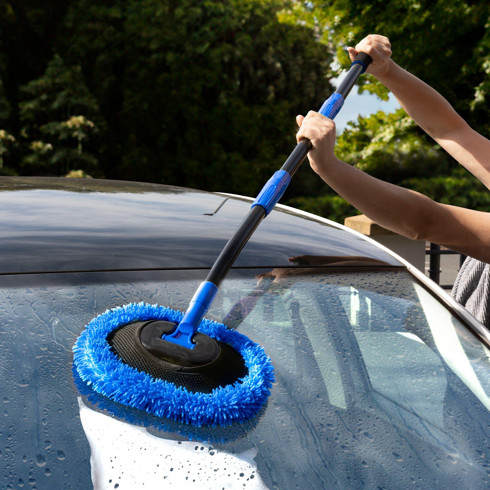 Blue/Black - Streetwize - 1.2m Adjustable Curved Car Wash Brush - 6