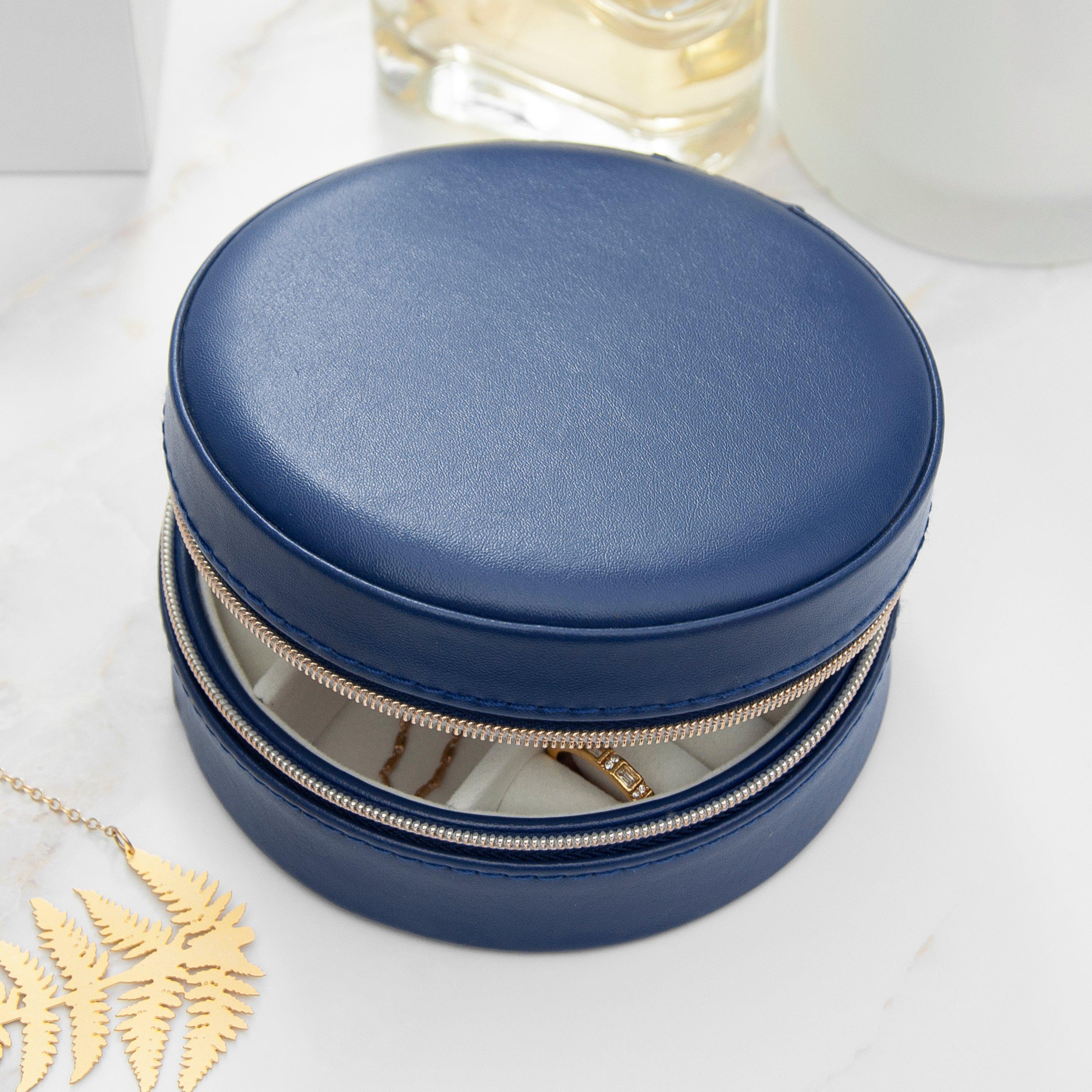 Treat Republic  Round Jewellery Case - Navy - Standard