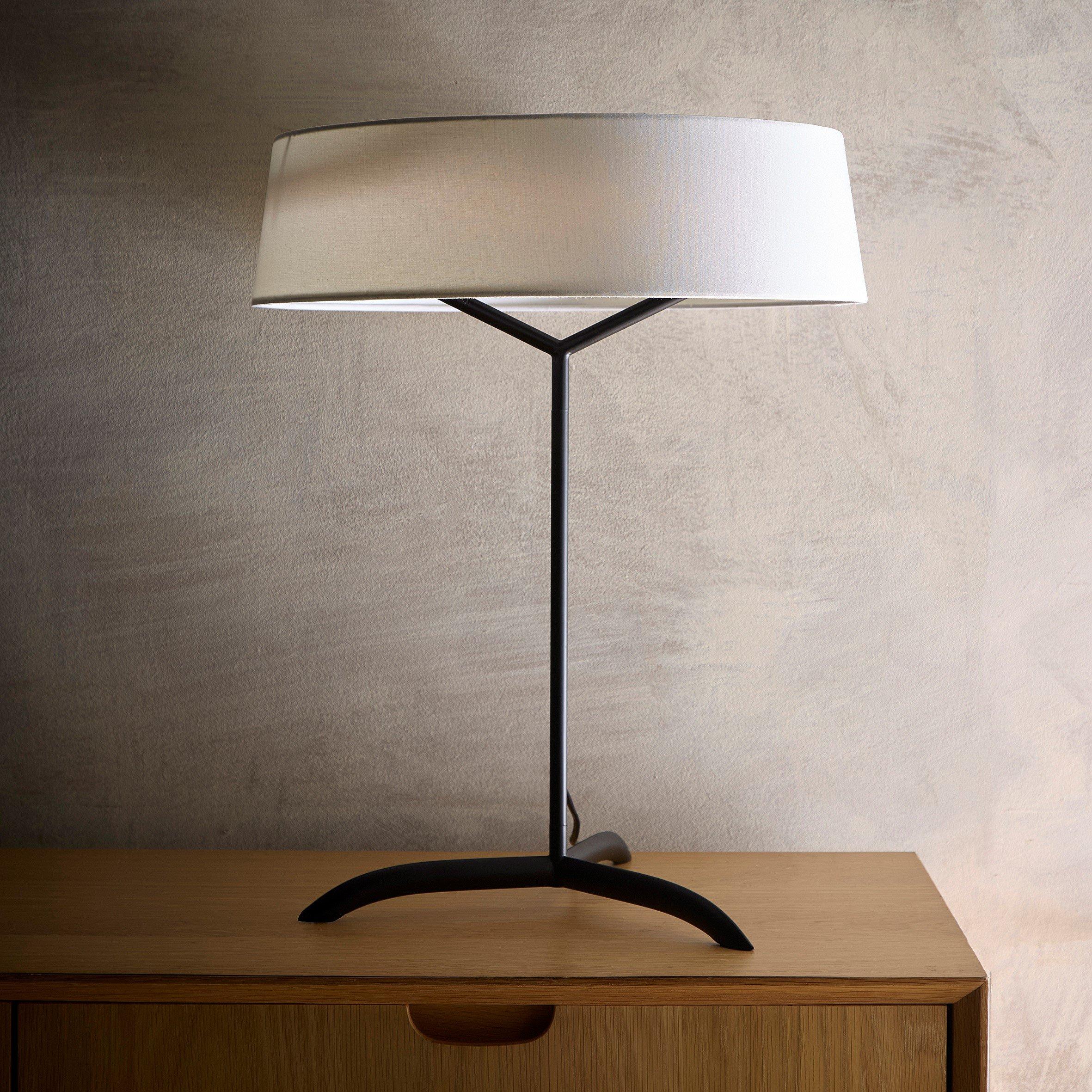 Black - K Living - Luna Black Led Table Lamp with White Shade - 1