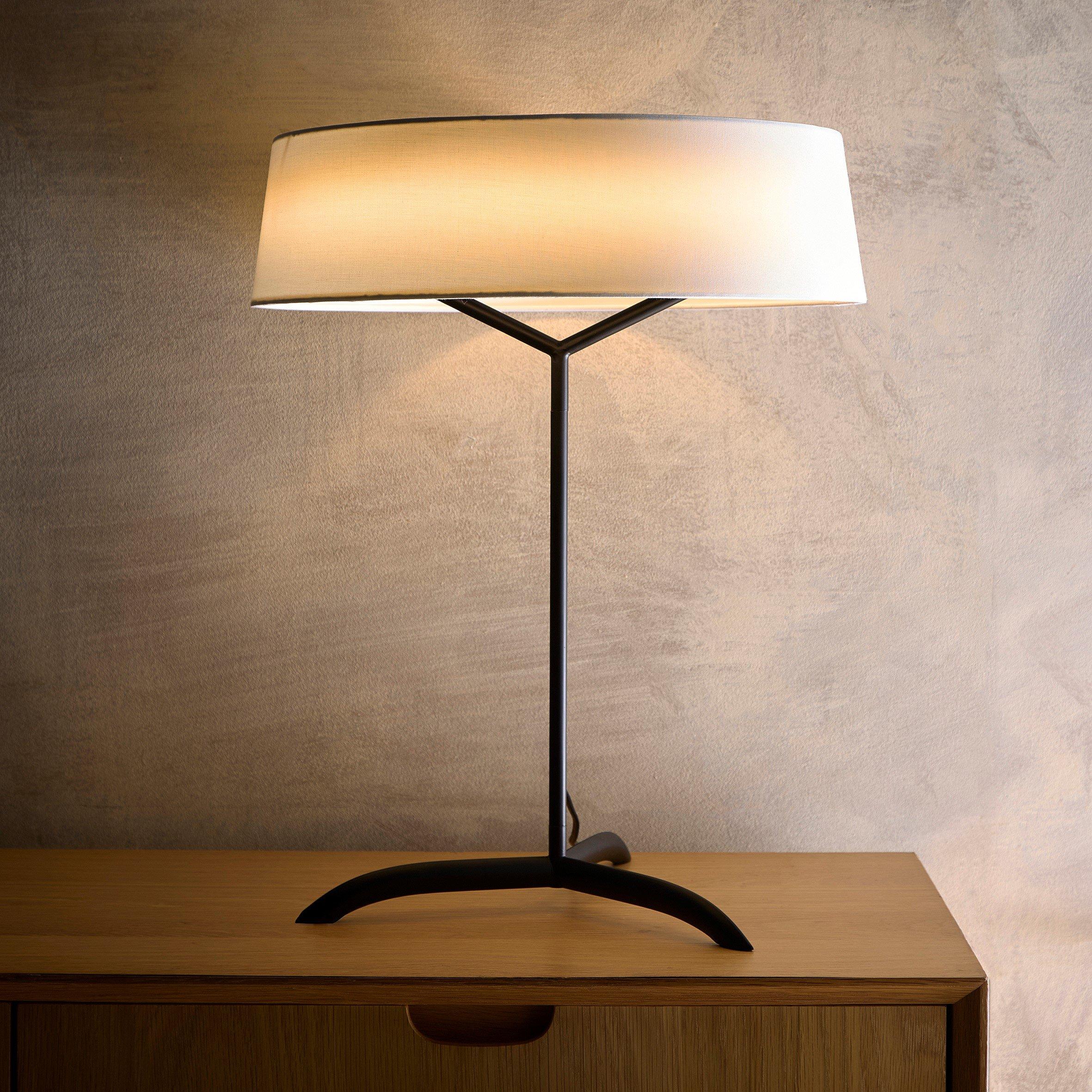 Black - K Living - Luna Black Led Table Lamp with White Shade - 2