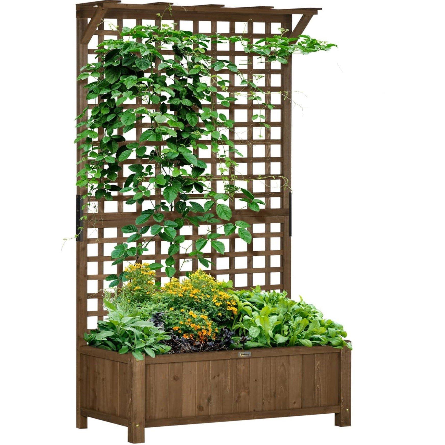 Brown - Outsunny - Raised Bed with Drainage Holes - 1