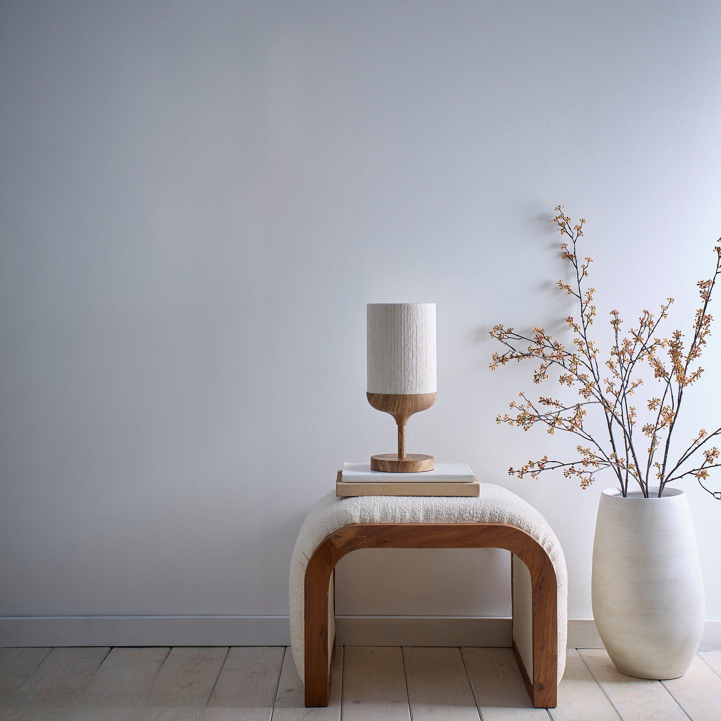 K Living  Carrick Wood Printed Metal Table Lamp - Natural