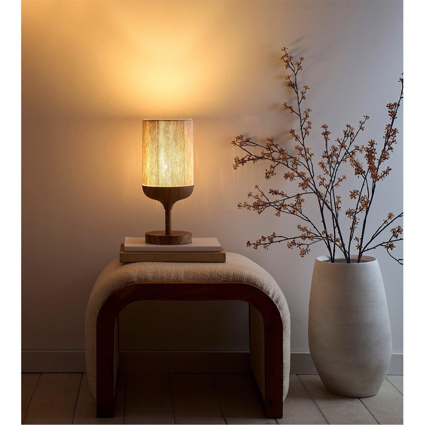 Natural - K Living - Carrick Wood Printed Metal Table Lamp - 2