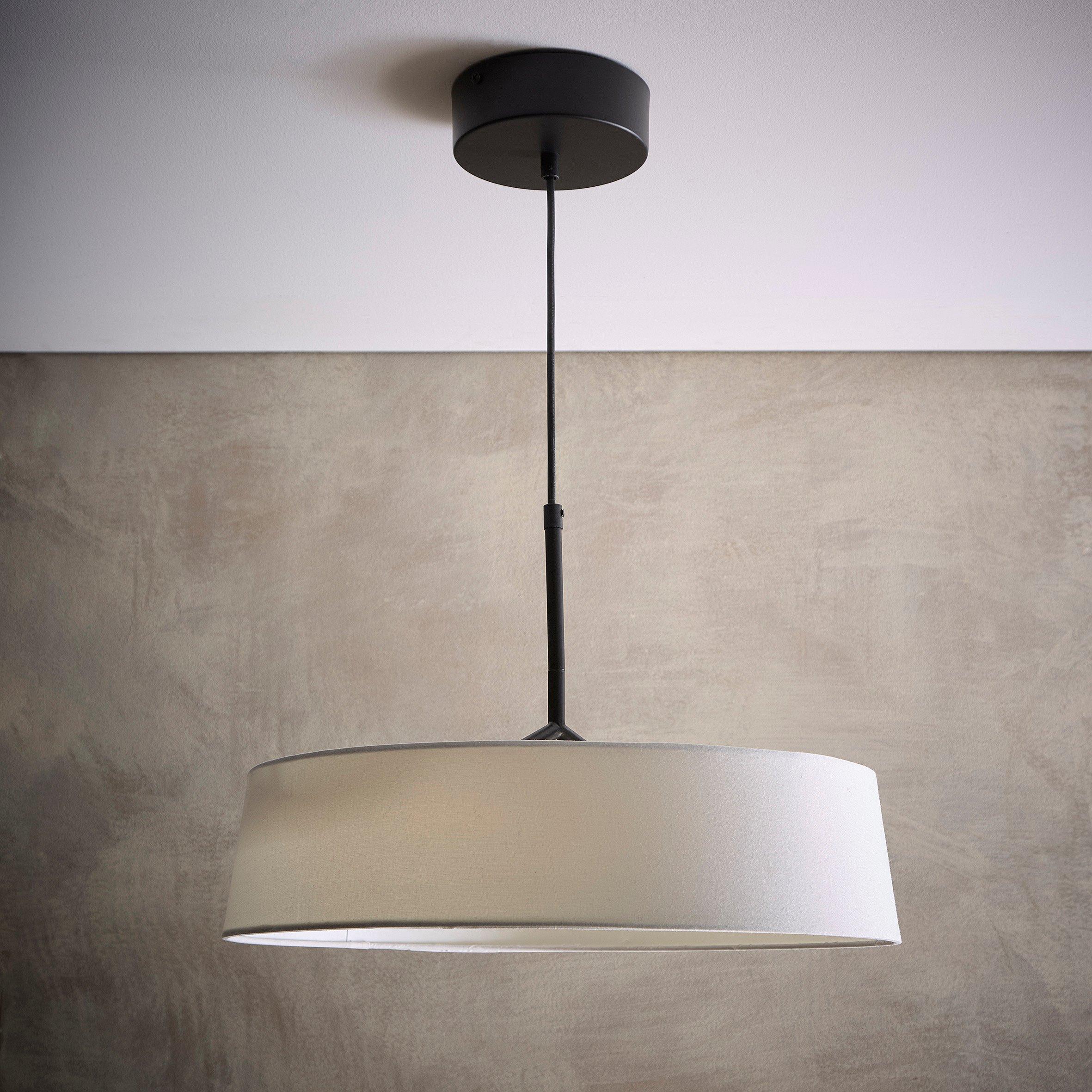 Black - K Living - Luna Black Led Ceiling light with White Shade - 1
