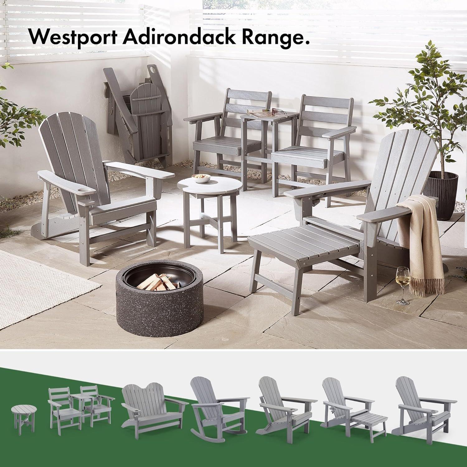 Grey - VonHaus - VonHaus Grey Adirondack Chair & Folding Foot Stool - 6