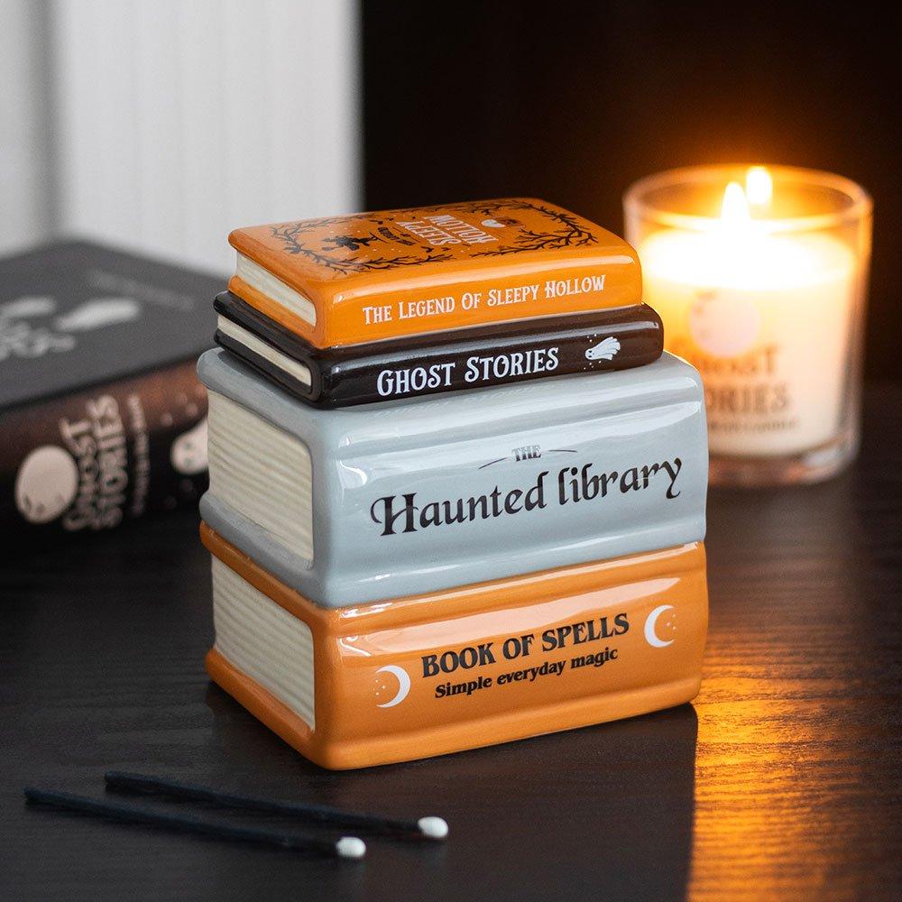 Black - Something Different - Haunted Library Book Stack Oil Burner and Wax Warm - 1