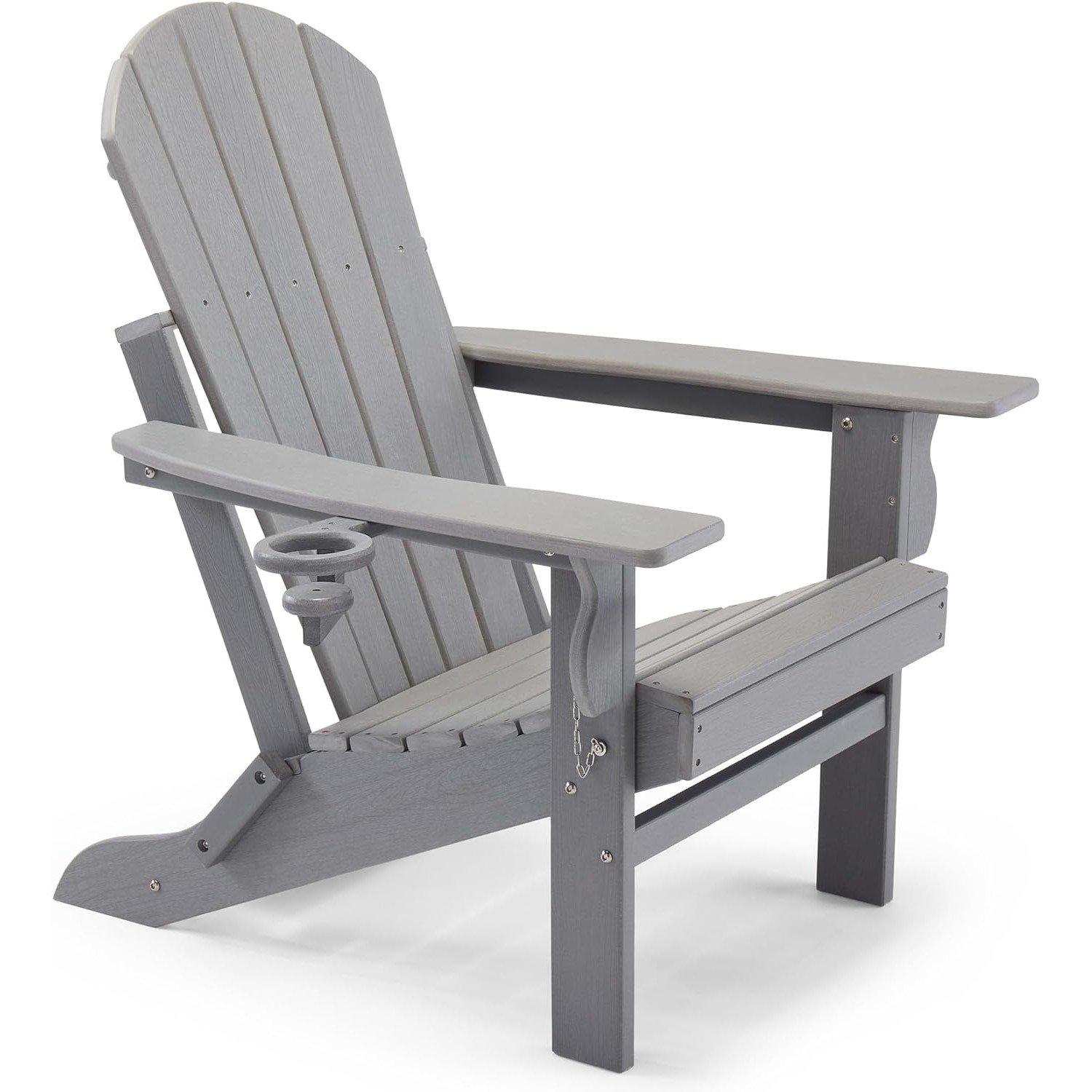 Grey - VonHaus - VonHaus Grey Folding Adirondack Chair - Foldable - 1