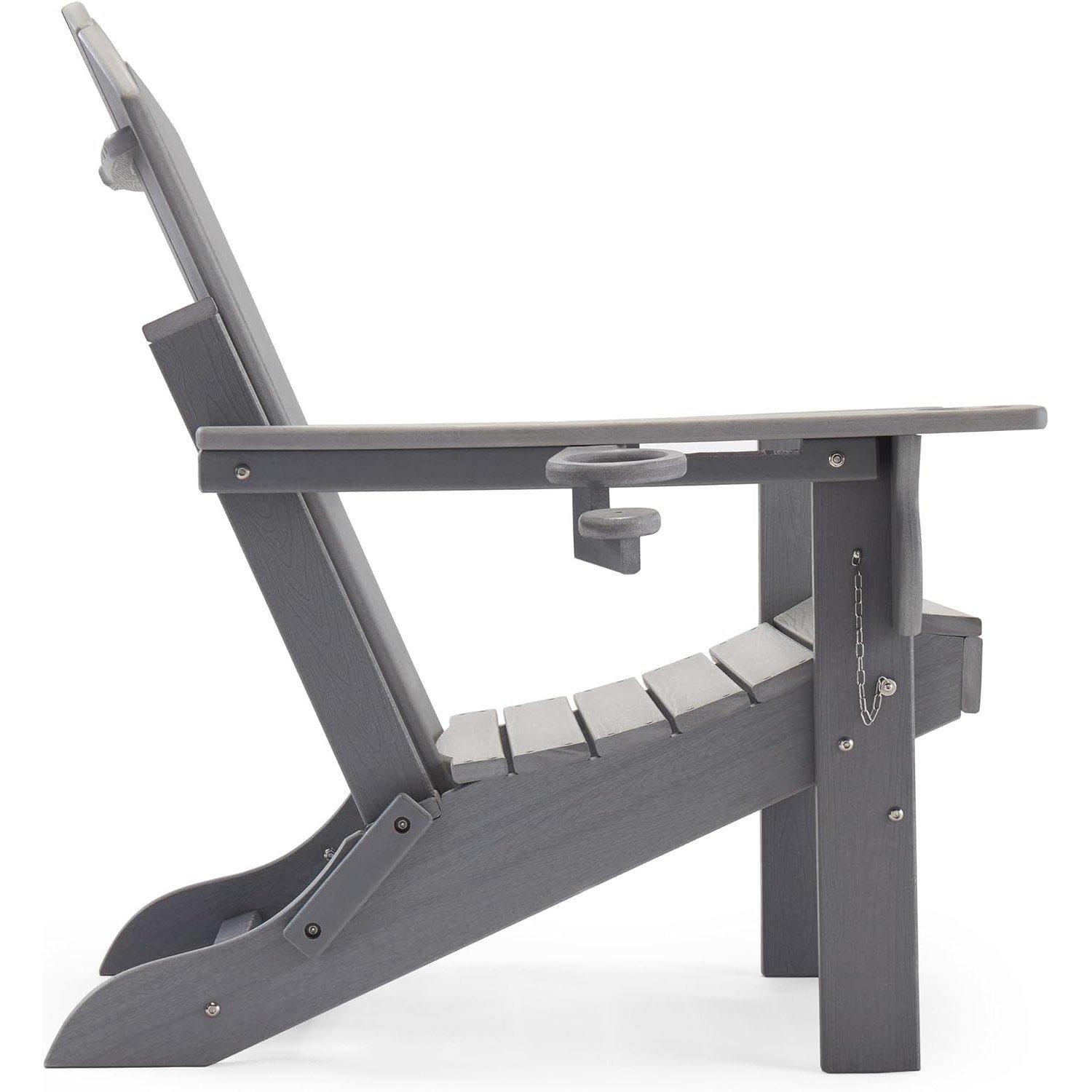 Grey - VonHaus - VonHaus Grey Folding Adirondack Chair - Foldable - 8