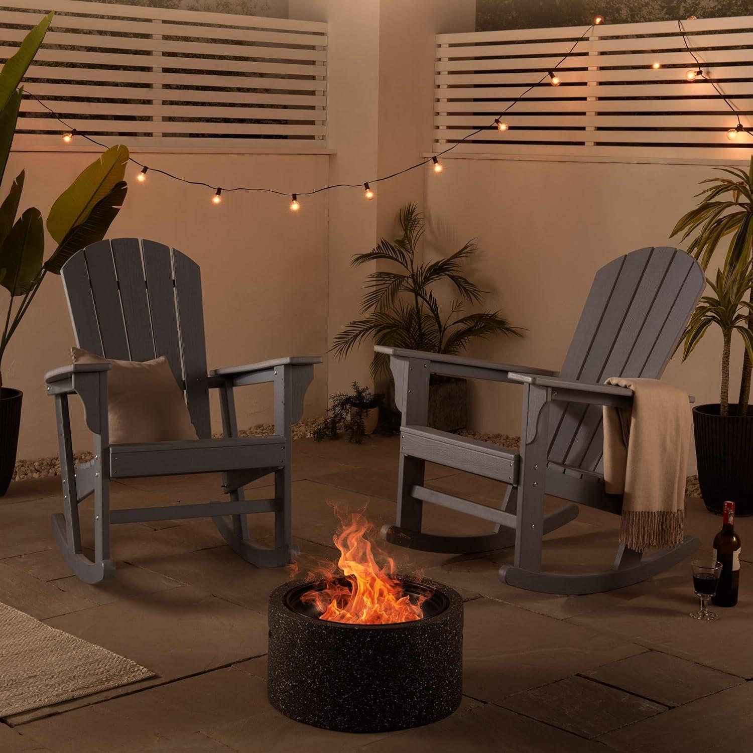 Grey - VonHaus - VonHaus Rocking Adirondack Chair - Grey - 2