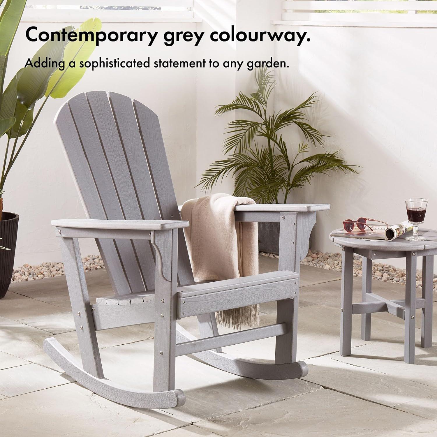 Grey - VonHaus - VonHaus Rocking Adirondack Chair - Grey - 4