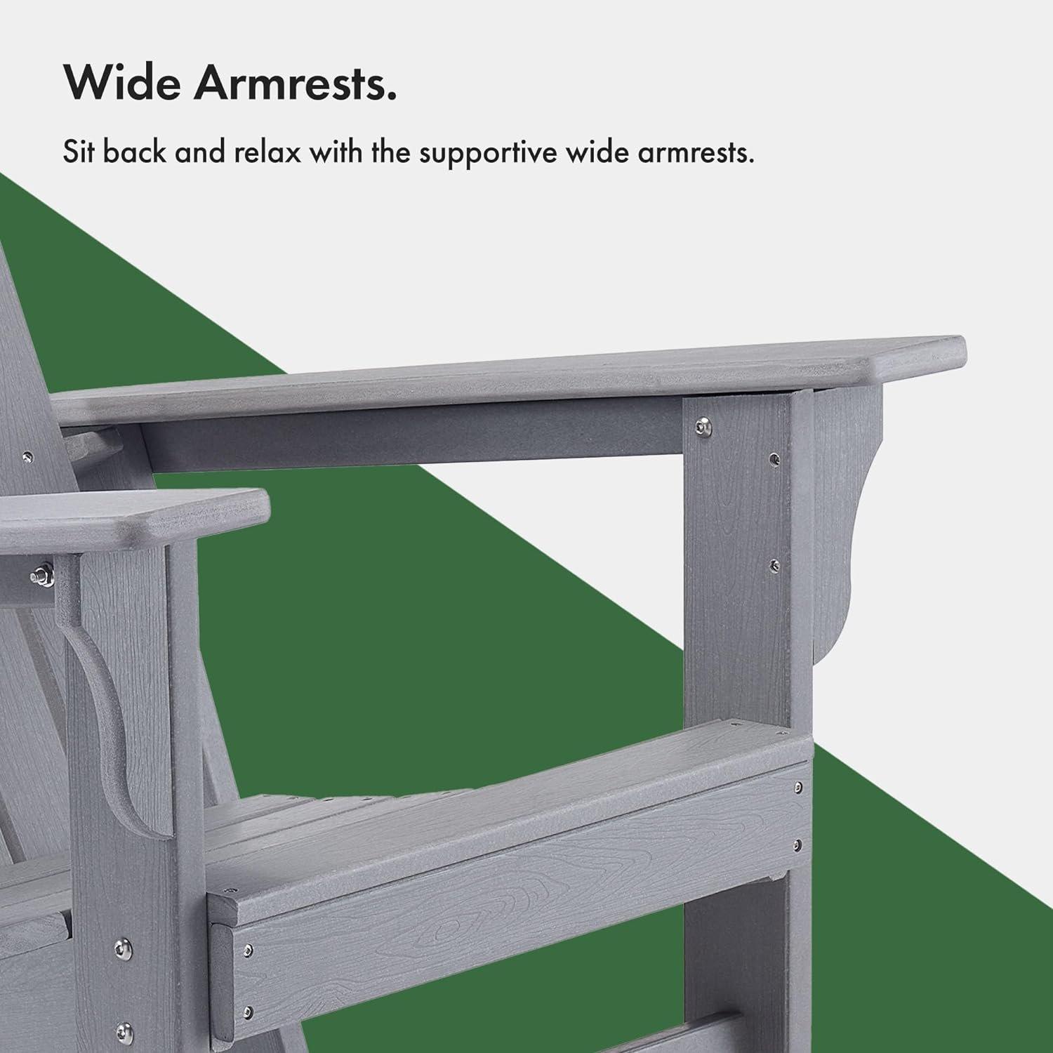 Grey - VonHaus - VonHaus Rocking Adirondack Chair - Grey - 8