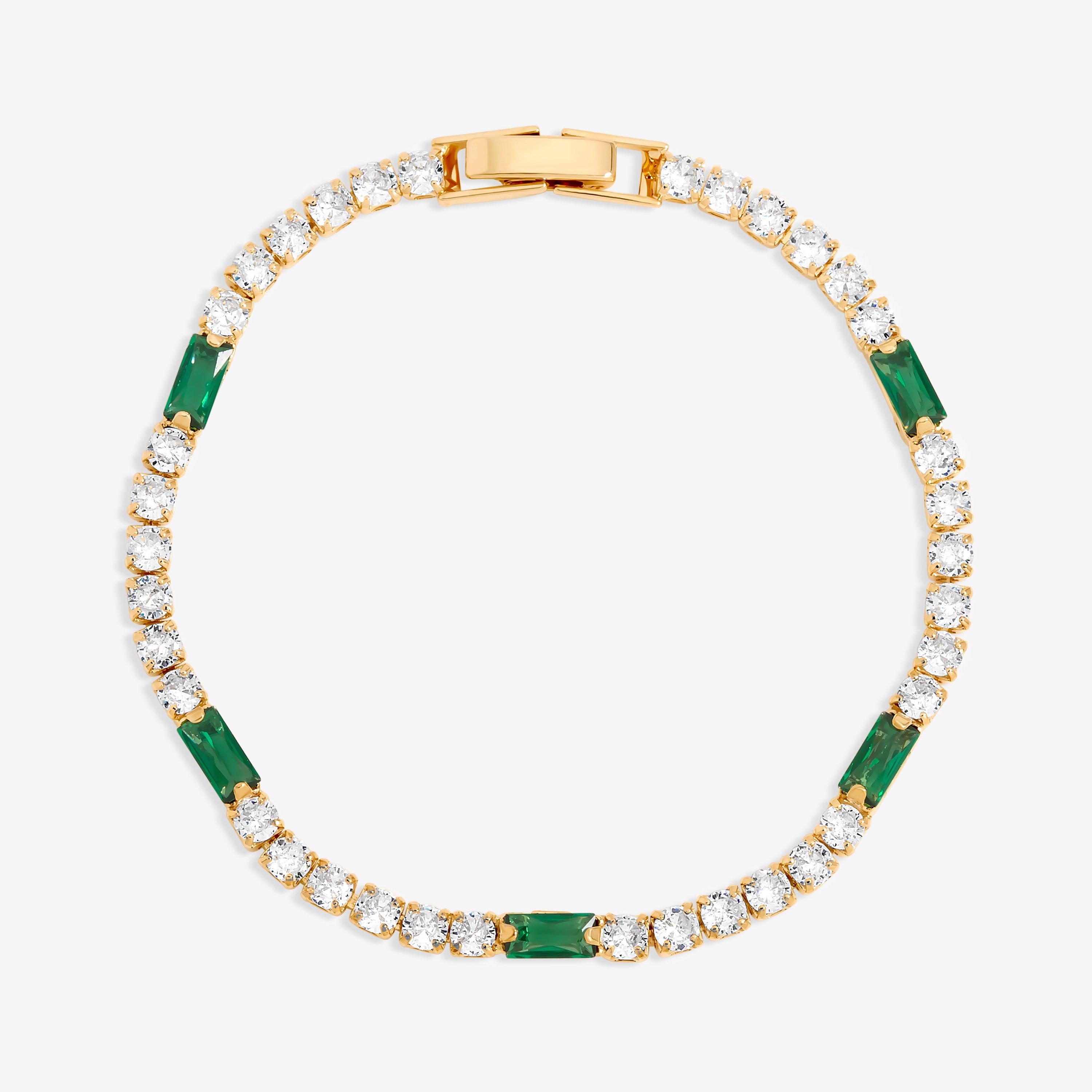 Gold - Jon Richard - Gold Plated Stone and Emerald Tennis Bracelet - 1