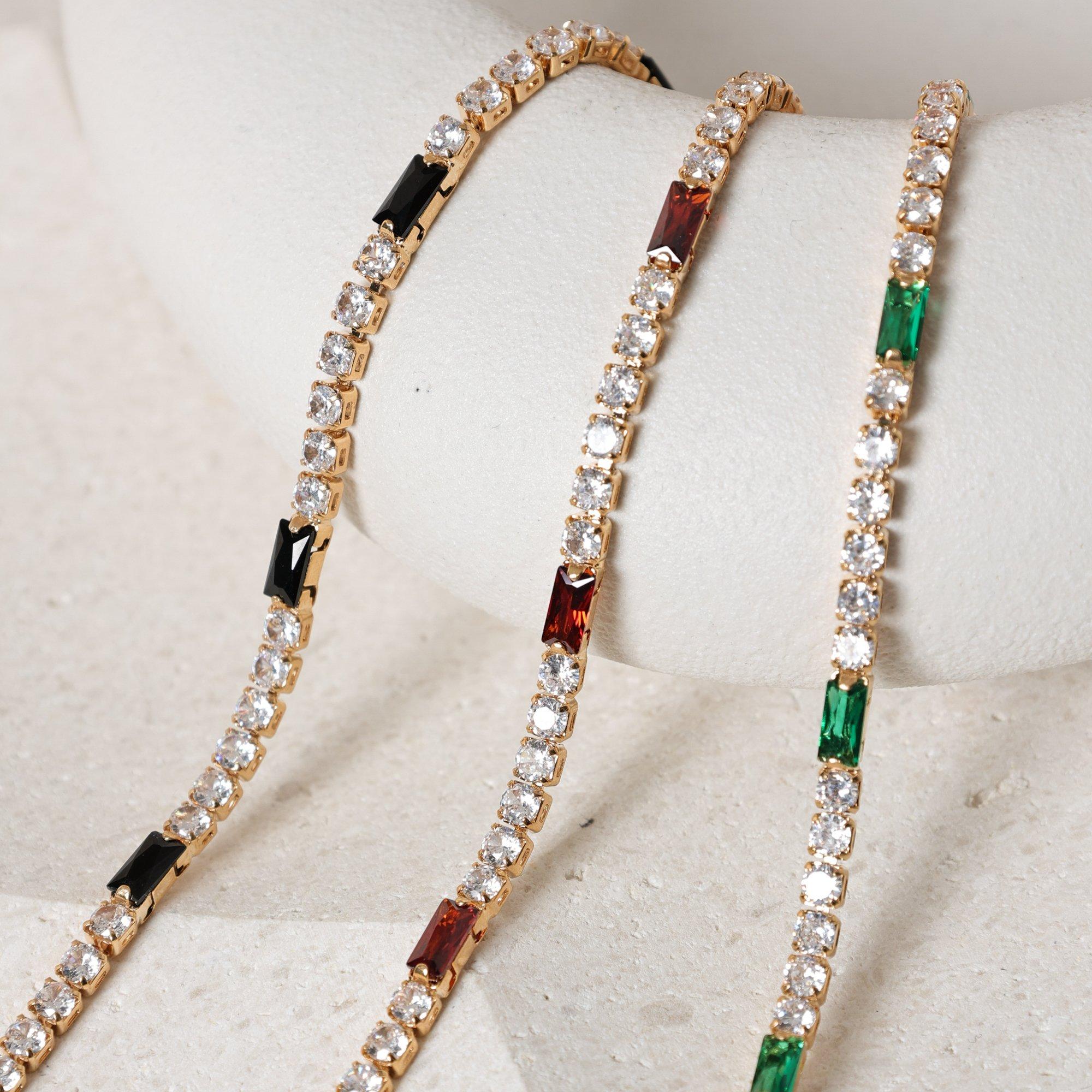 Gold - Jon Richard - Gold Plated Stone and Emerald Tennis Bracelet - 3