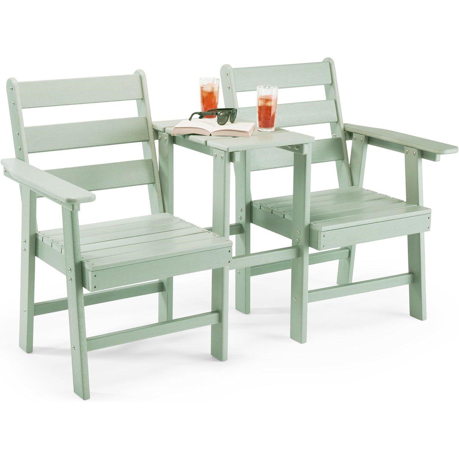 Green - VonHaus - VonHaus Adirondack Jack & Gill Love Seat -2 Seater - 1