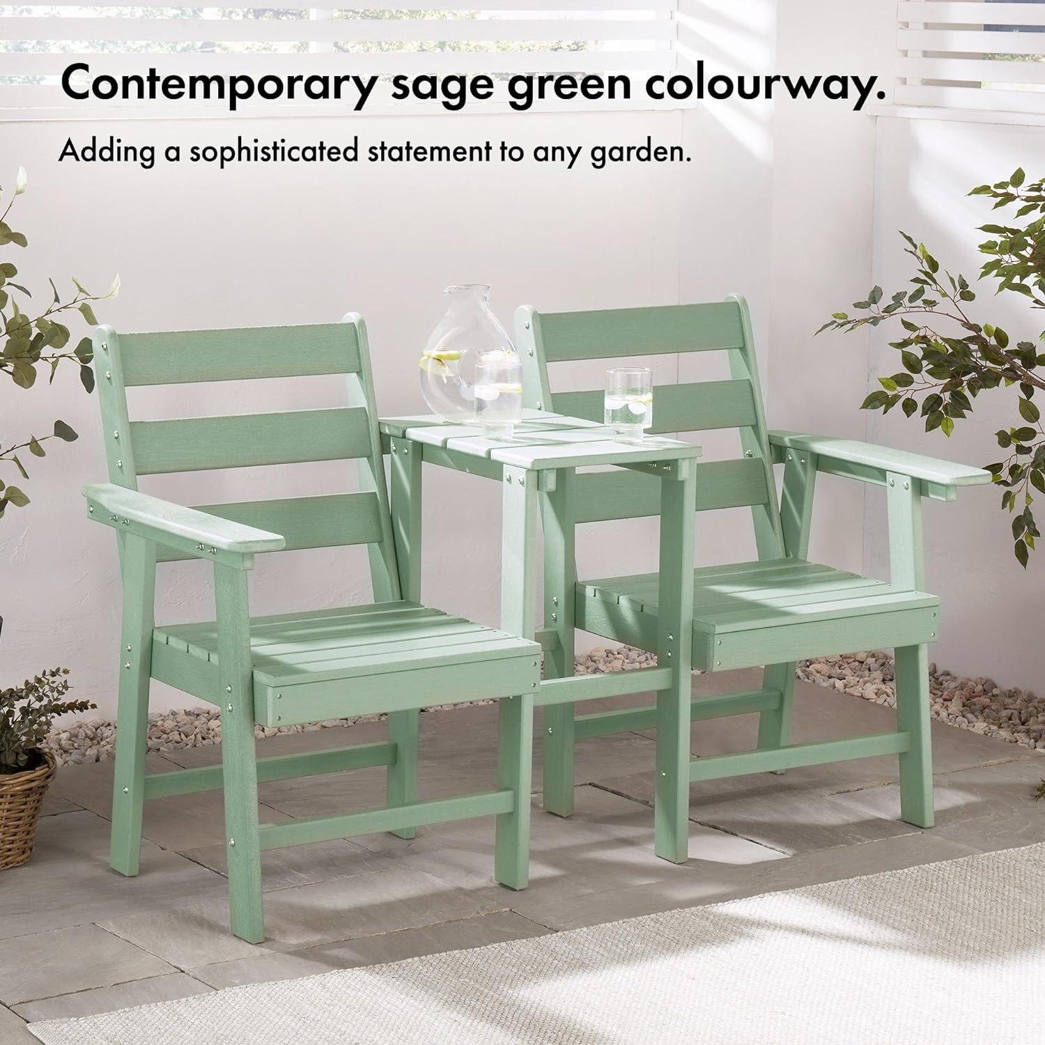 Green - VonHaus - VonHaus Adirondack Jack & Gill Love Seat -2 Seater - 2