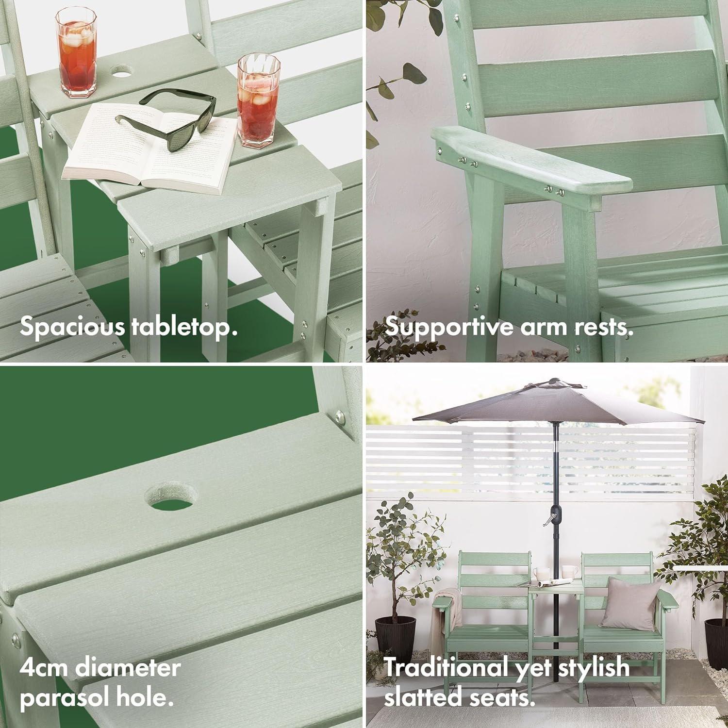 Green - VonHaus - VonHaus Adirondack Jack & Gill Love Seat -2 Seater - 5