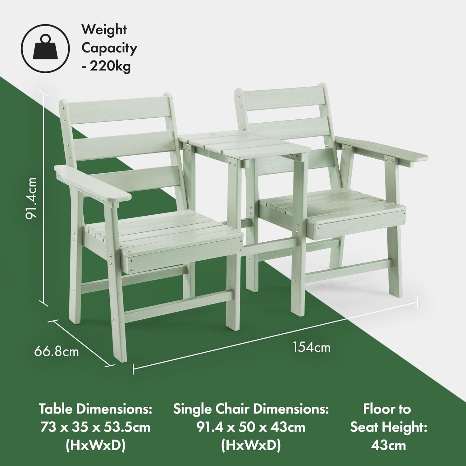 Green - VonHaus - VonHaus Adirondack Jack & Gill Love Seat -2 Seater - 7