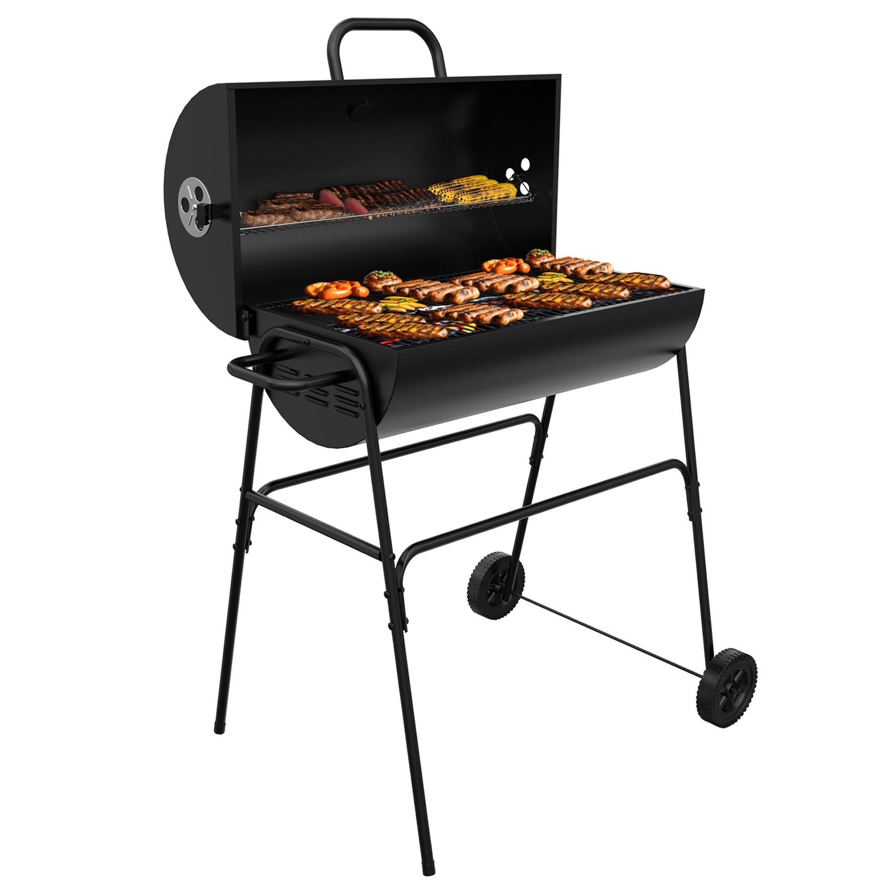 Black - House of Home - Barrel Charcoal BBQ - Black - 1