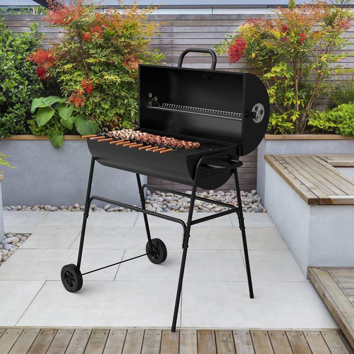 Black - House of Home - Barrel Charcoal BBQ - Black - 3