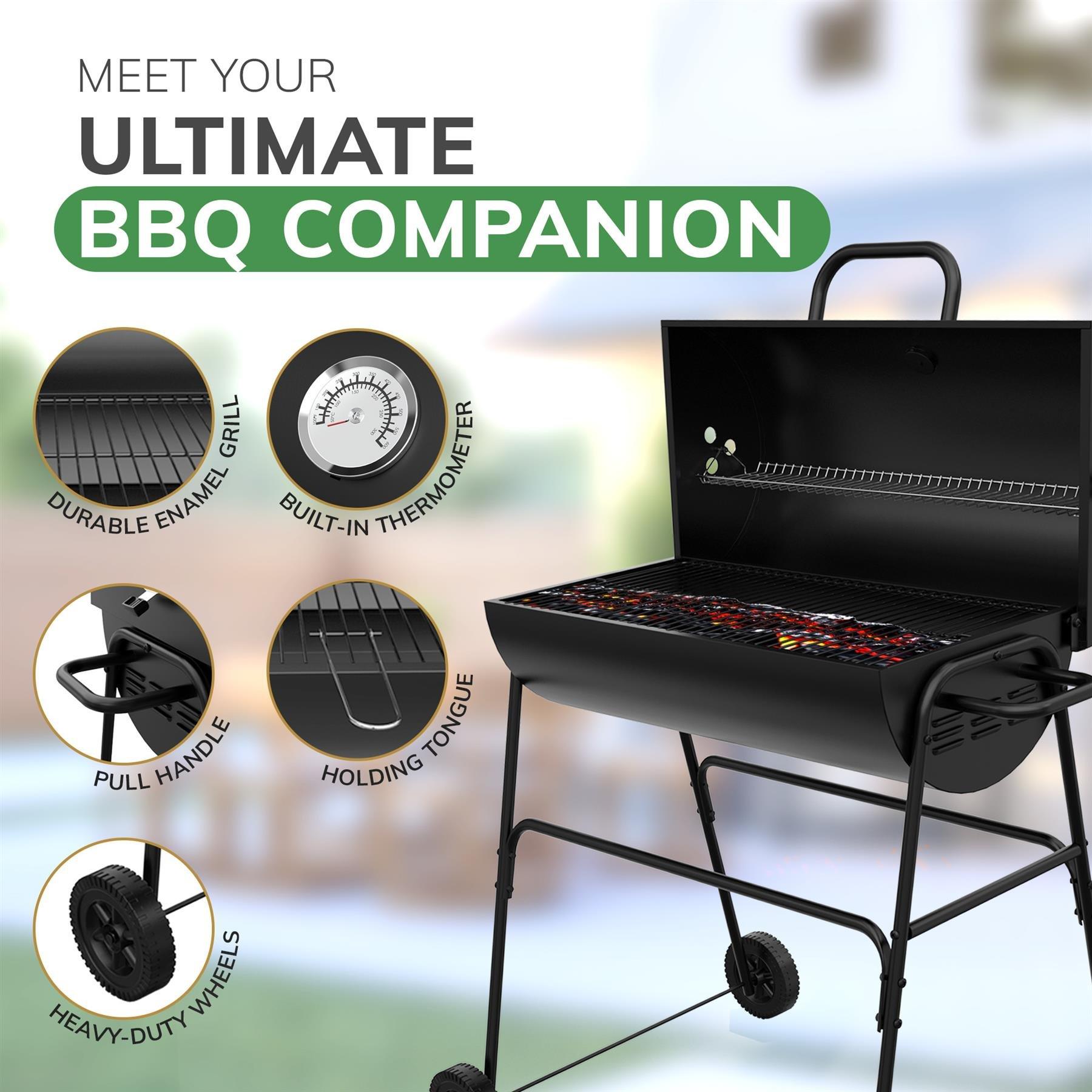 Black - House of Home - Barrel Charcoal BBQ - Black - 5