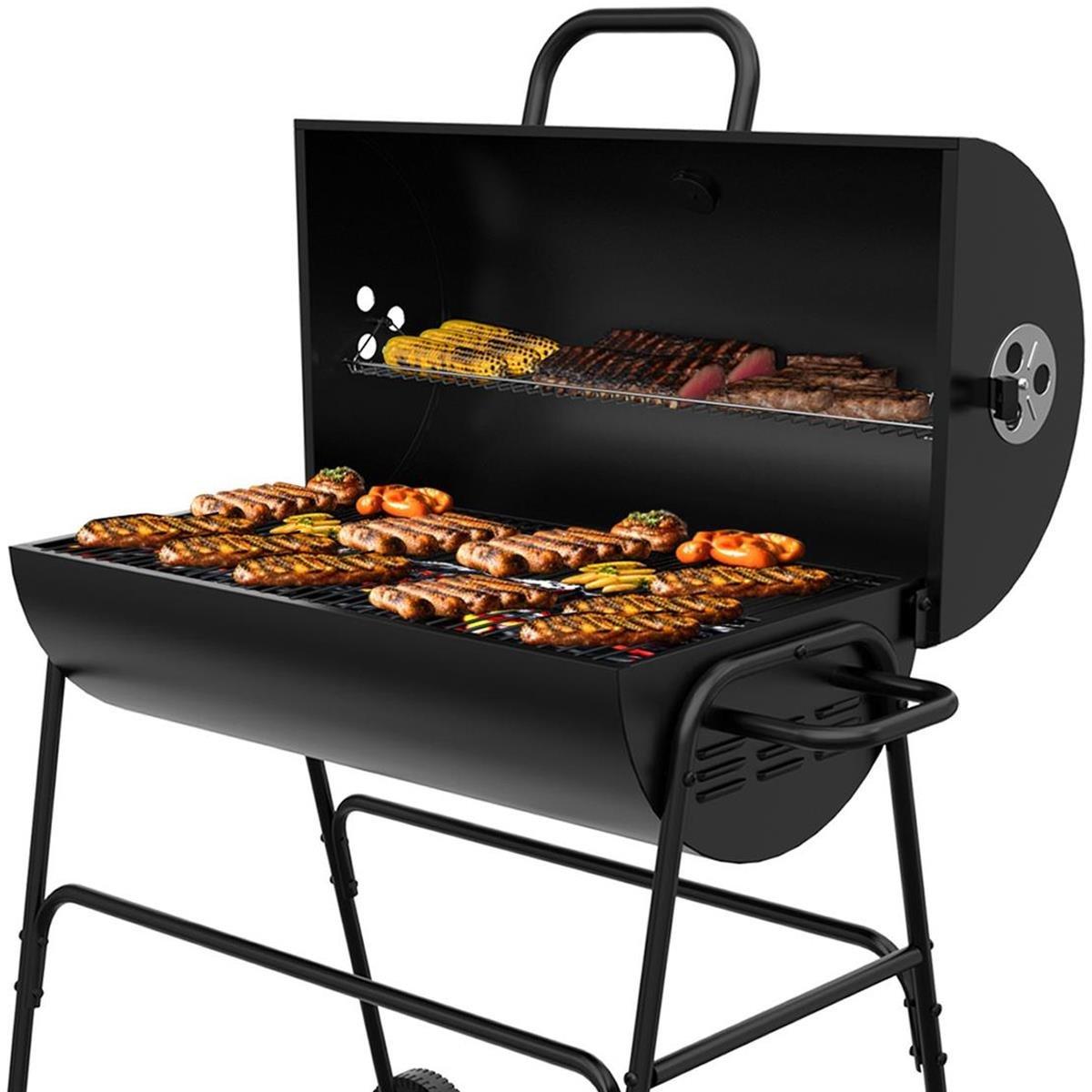 Black - House of Home - Barrel Charcoal BBQ - Black - 9