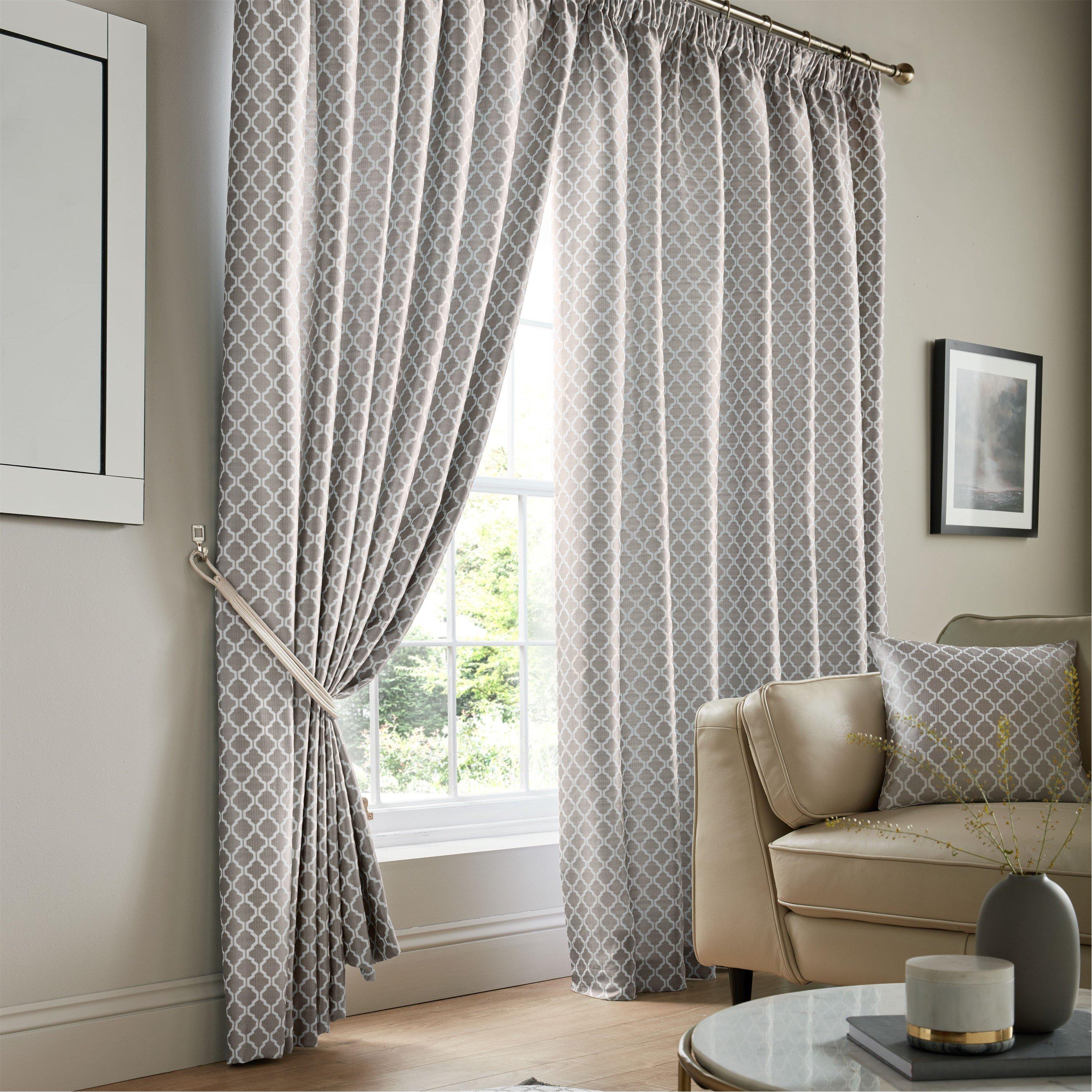 Latte - Alan Symonds - Cotswold Pencil Pleat Taped Top Lined Curtains - P - 1