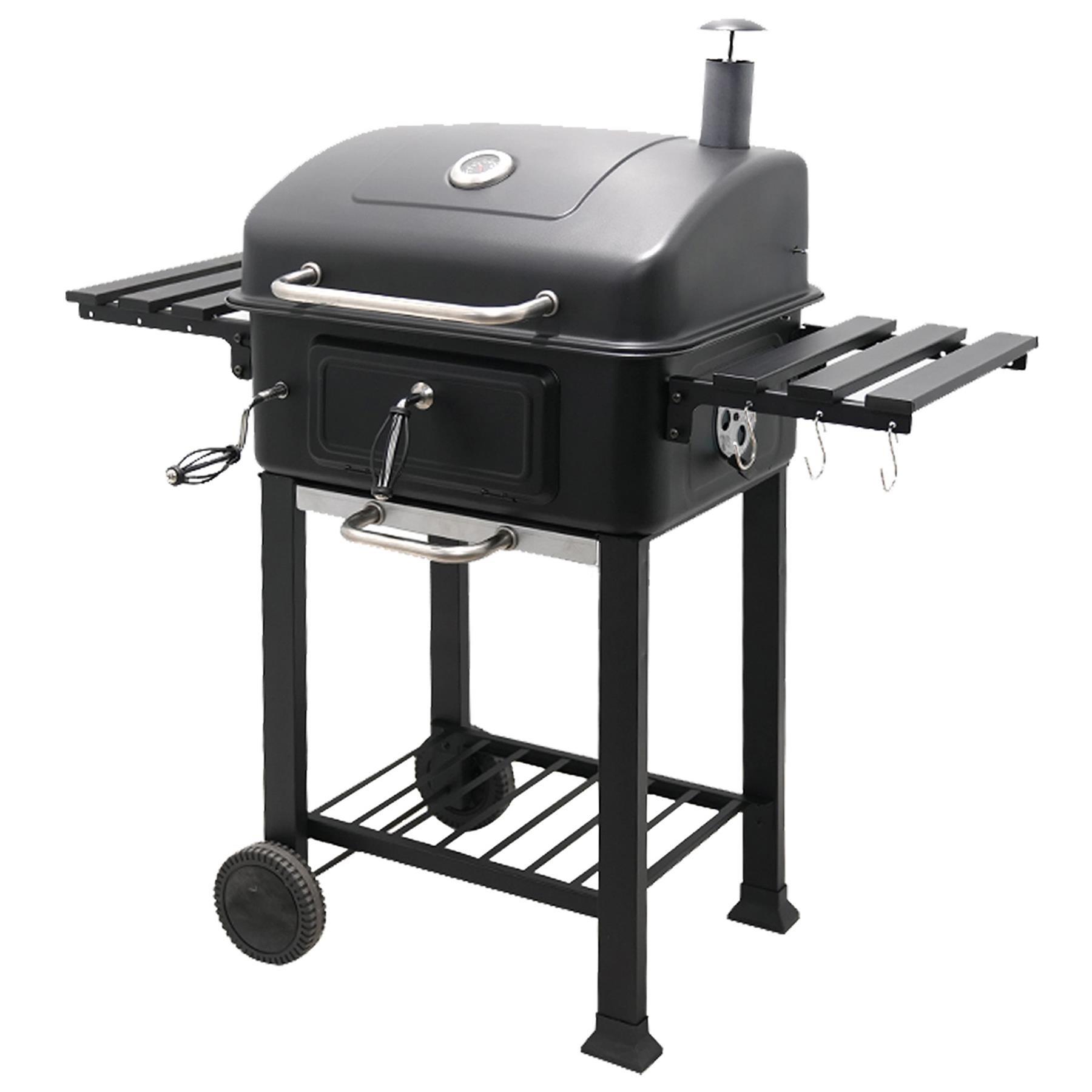 Black - House of Home - Charcoal bbq Smoker with two side table - Black - 3