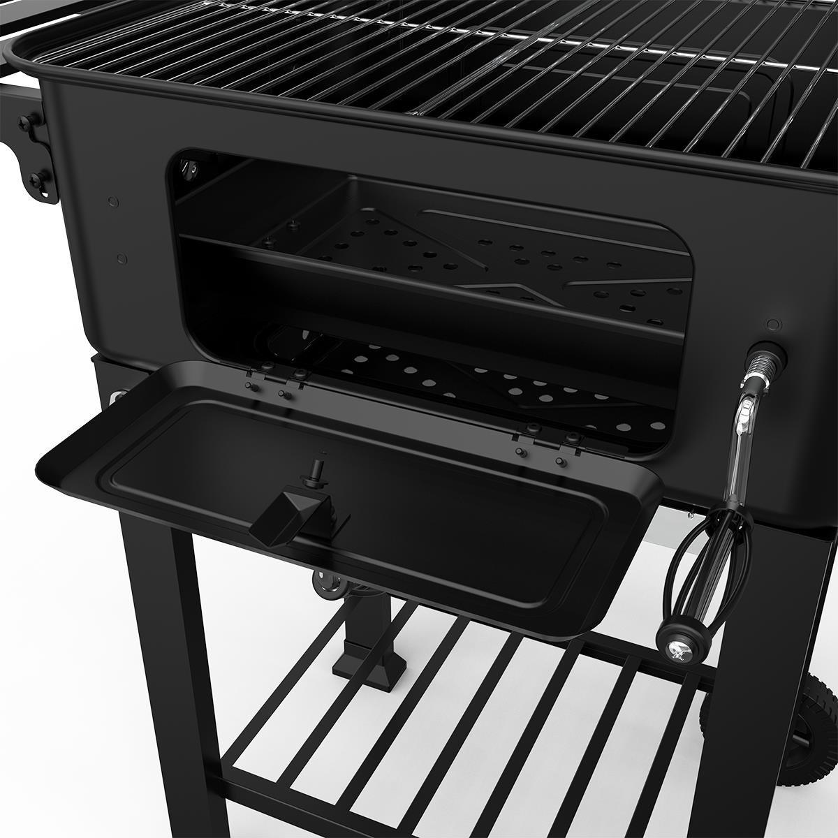 Black - House of Home - Charcoal bbq Smoker with two side table - Black - 10