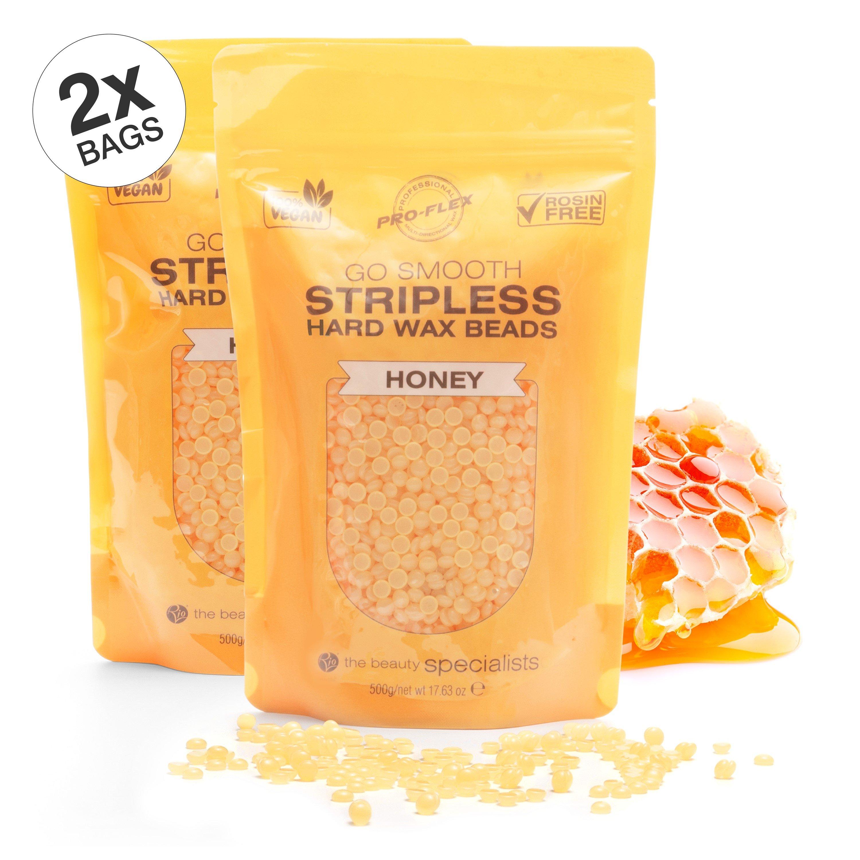 Rio  Go Smooth Stripless Hard Wax Beads -(2 X 500G) - Honey