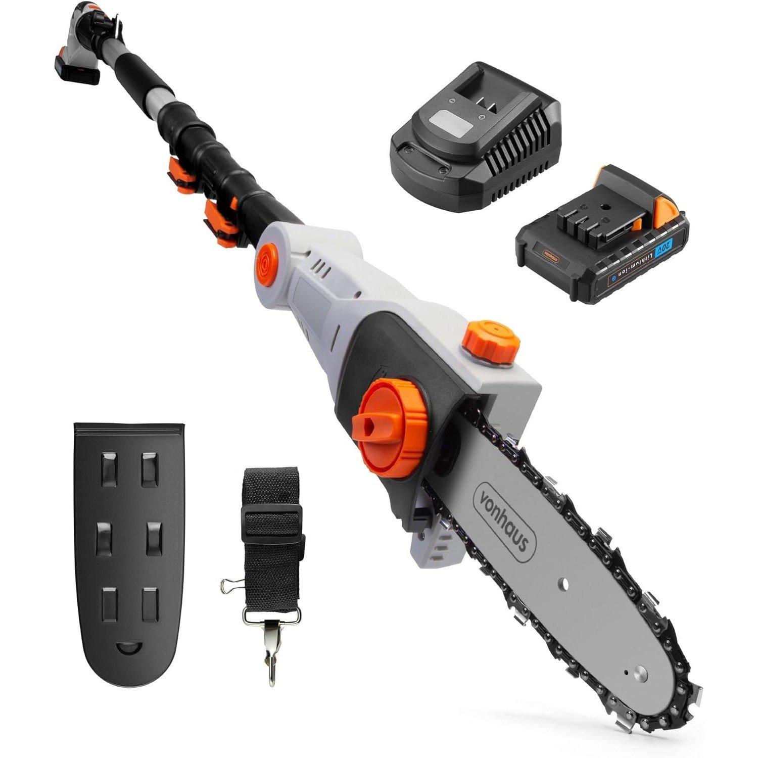 Grey - VonHaus - Cordless Pole Chainsaw – Telescopic 20V - 1