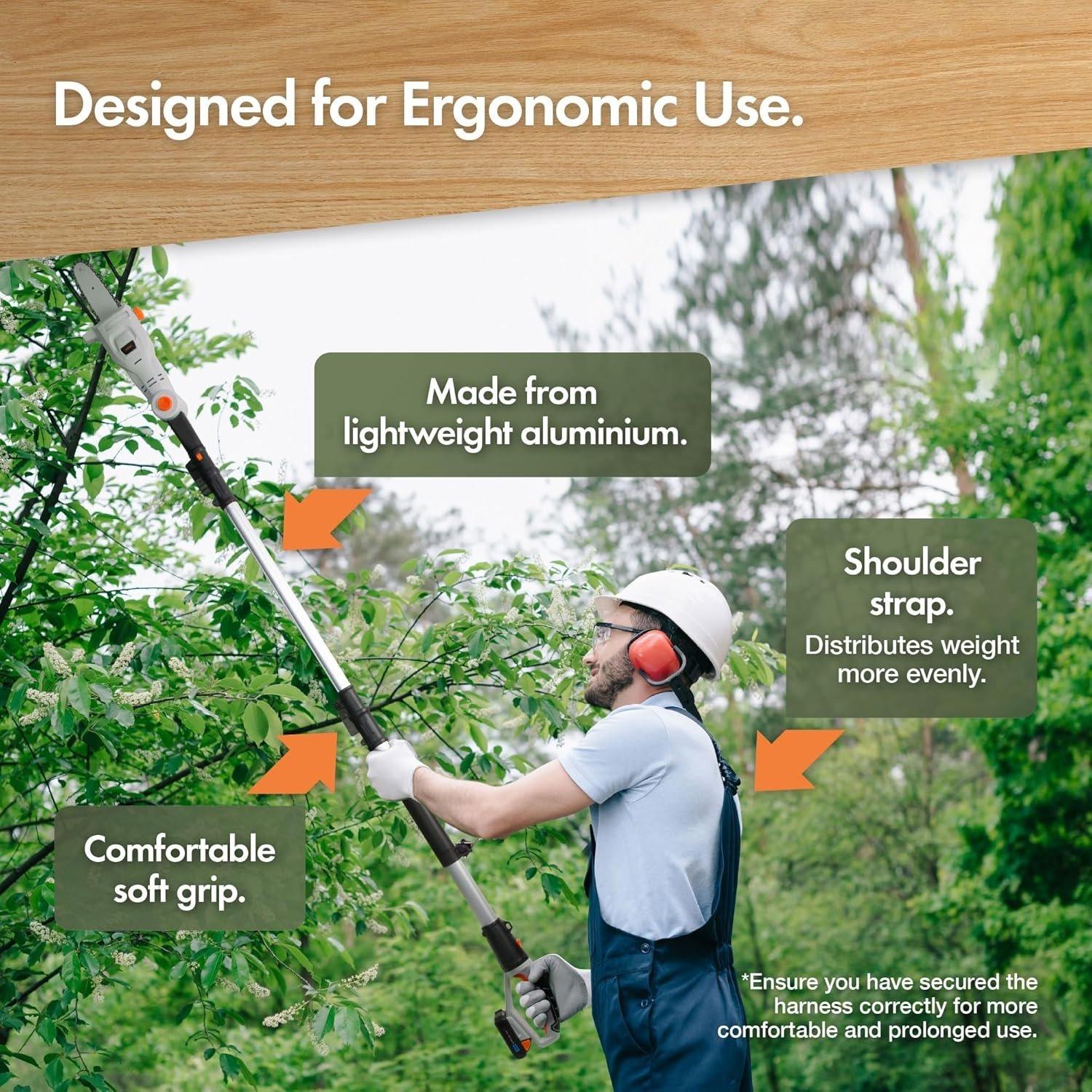 Grey - VonHaus - Cordless Pole Chainsaw – Telescopic  20V - 2