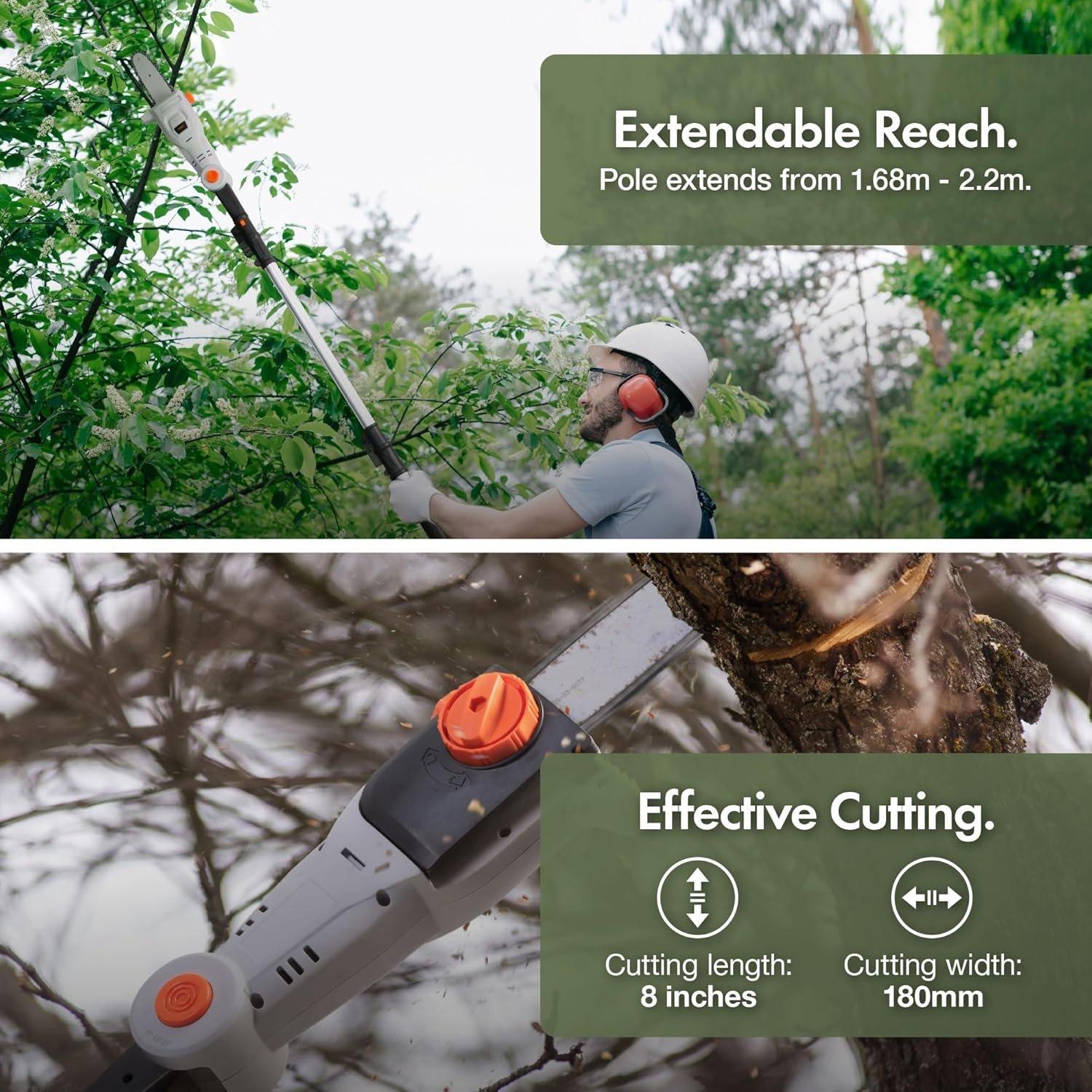 Grey - VonHaus - Cordless Pole Chainsaw – Telescopic  20V - 3