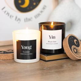 Something Different Set of 2 Yin Yang Black Oud and Coconut Candles