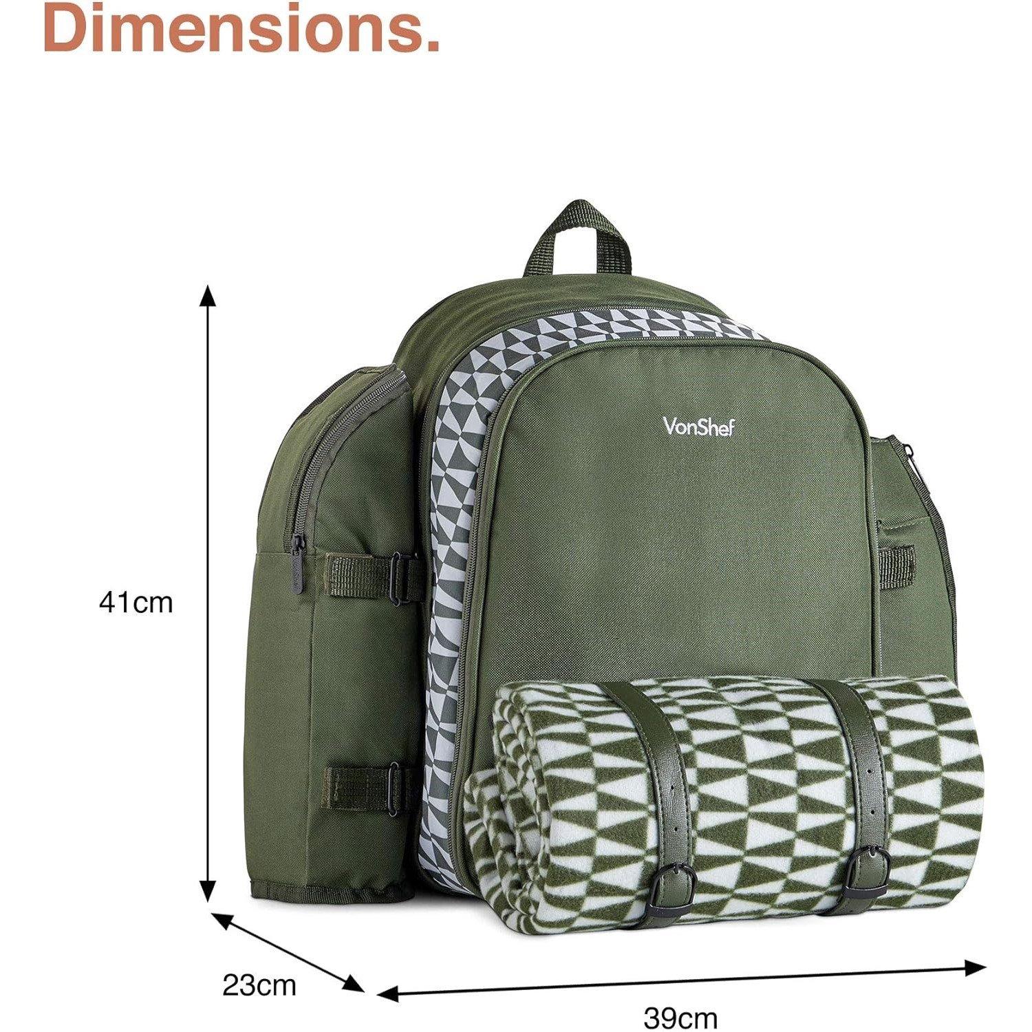 Green - VonShef - VonShef 4 Person Picnic Backpack - 4