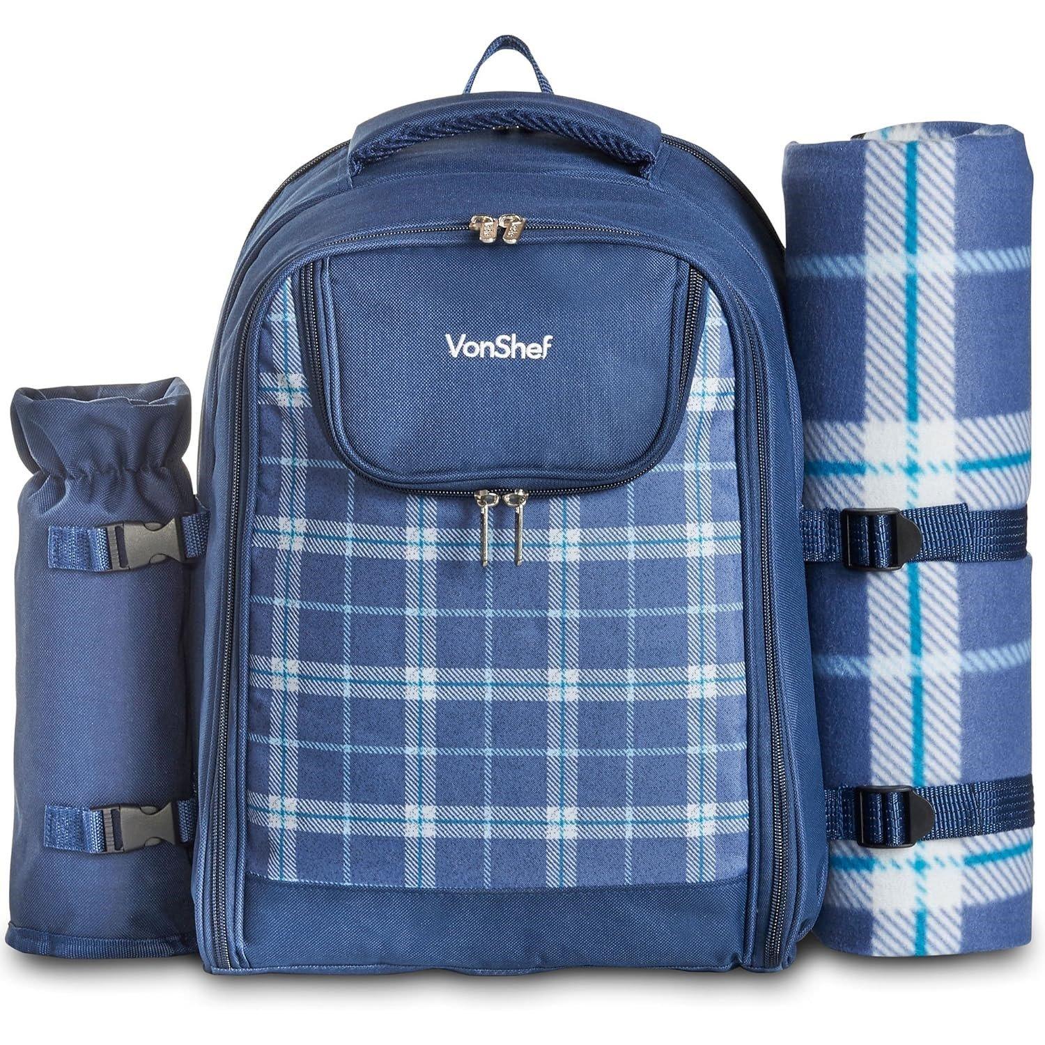 Blue - VonShef - VonShef 4 Person Picnic Backpack - 6