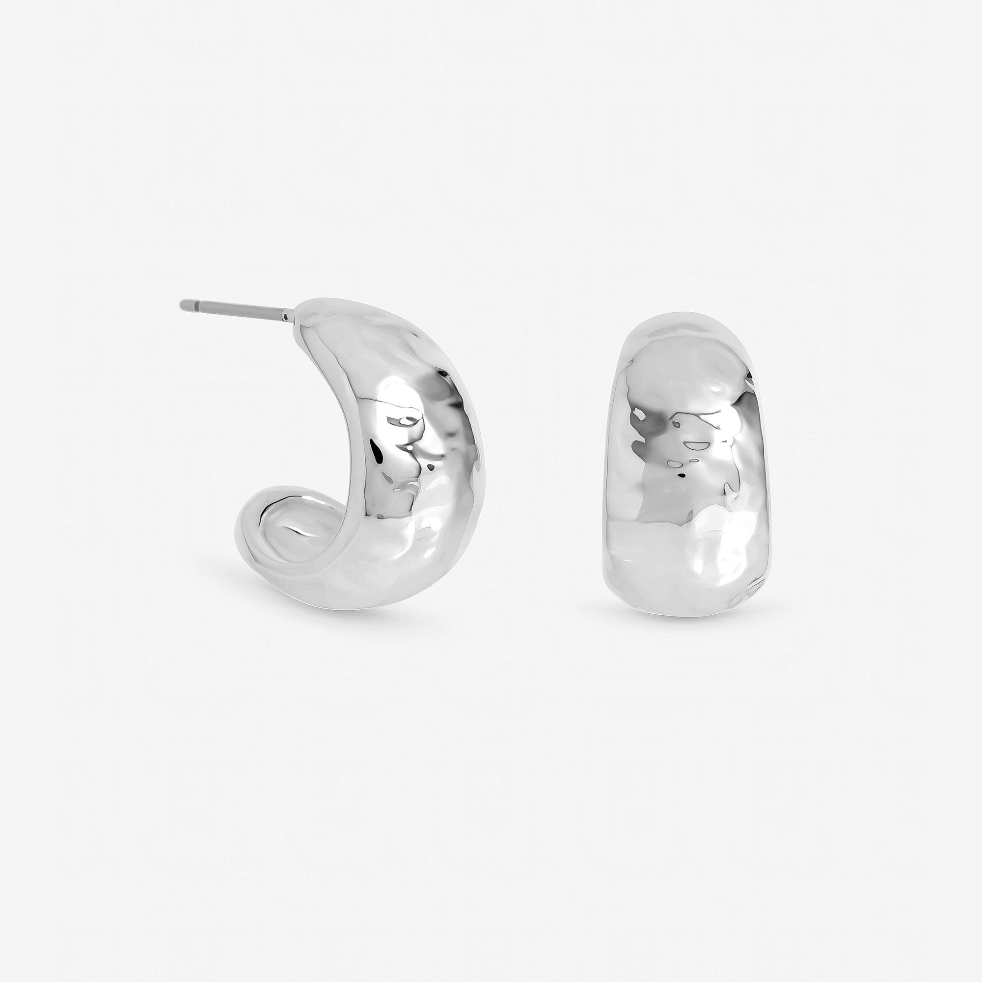 Silver - Inicio - Sterling Silver Plated Molten Hoop Earrings