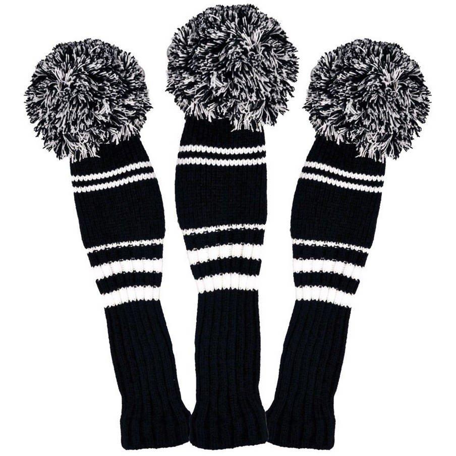 Longridge  Pom-Pom Headcovers - Black/White - Fairway