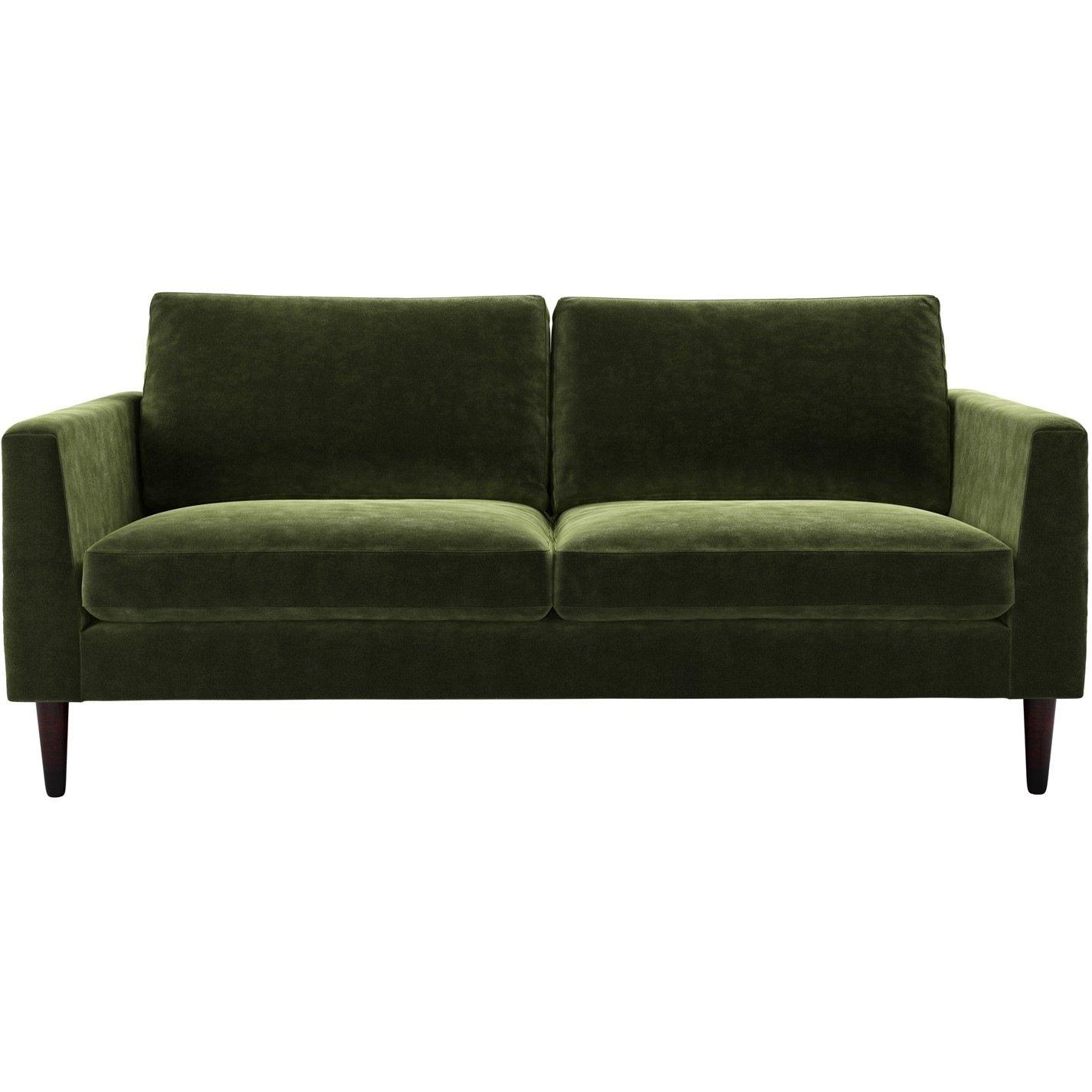 Jack Wills  Jude 3 Seat Sofa In Velvet - Green - 3 Seat Sof