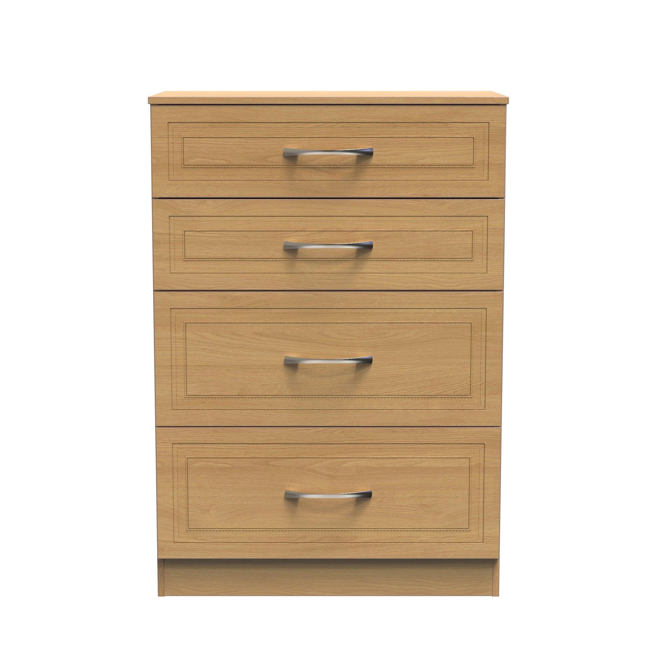 Modern Oak - Welcome Furniture - Dorset 4 Drawer Deep Chest - Ready Assembled - 2
