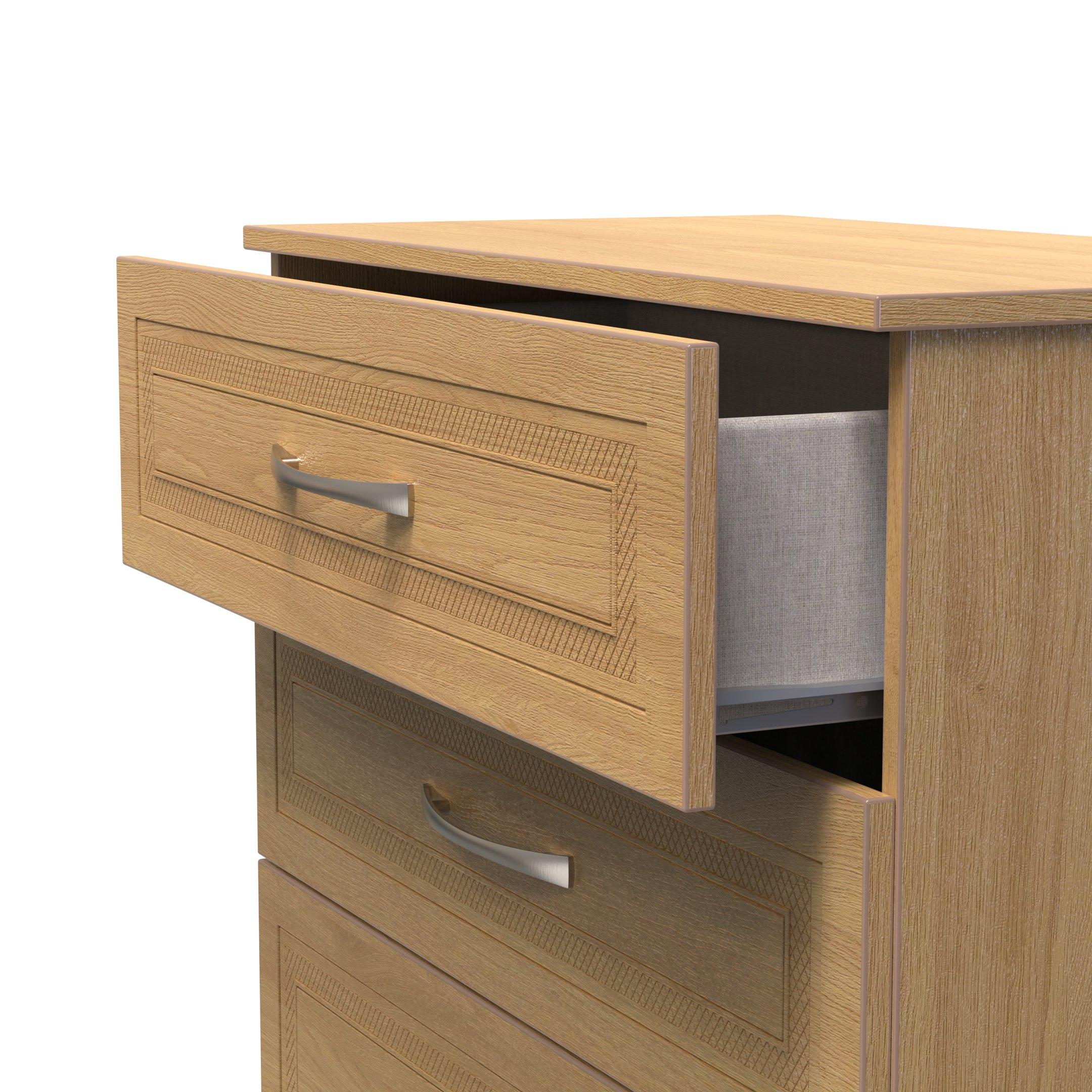 Modern Oak - Welcome Furniture - Dorset 4 Drawer Deep Chest - Ready Assembled - 6