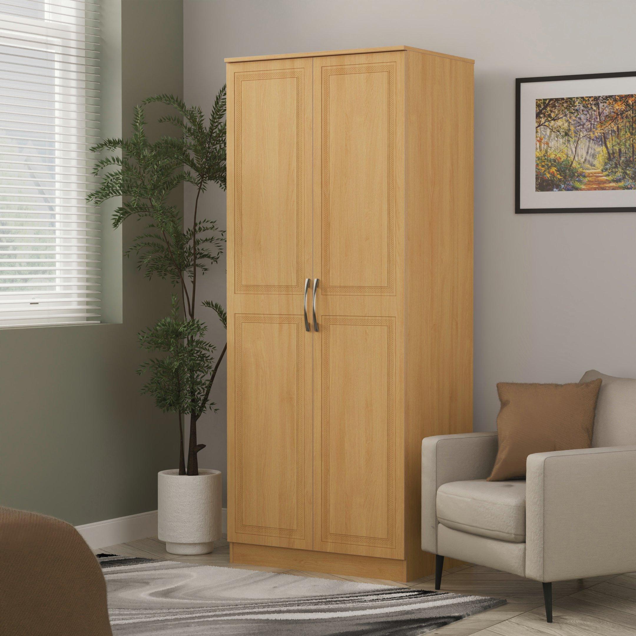 Modern Oak - Welcome Furniture - Dorset 2 Door Wardrobe - Ready Assembled - 1