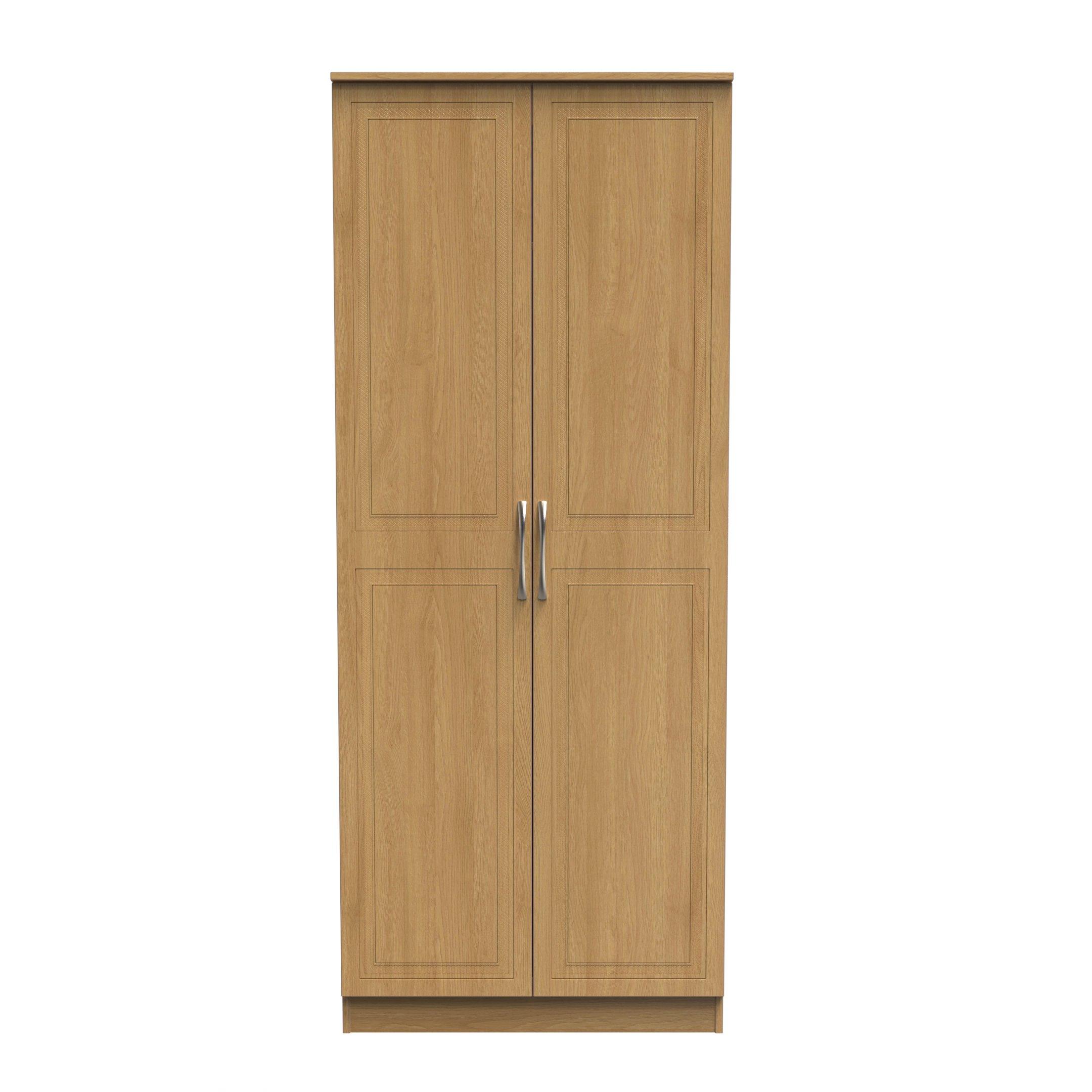 Modern Oak - Welcome Furniture - Dorset 2 Door Wardrobe - Ready Assembled - 2