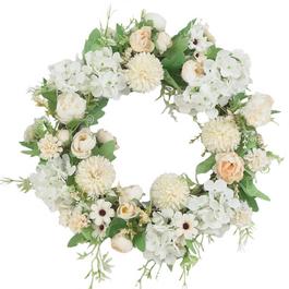 LIFE IDEAS Spring Artificial Peony Wreath Mixed Flowers