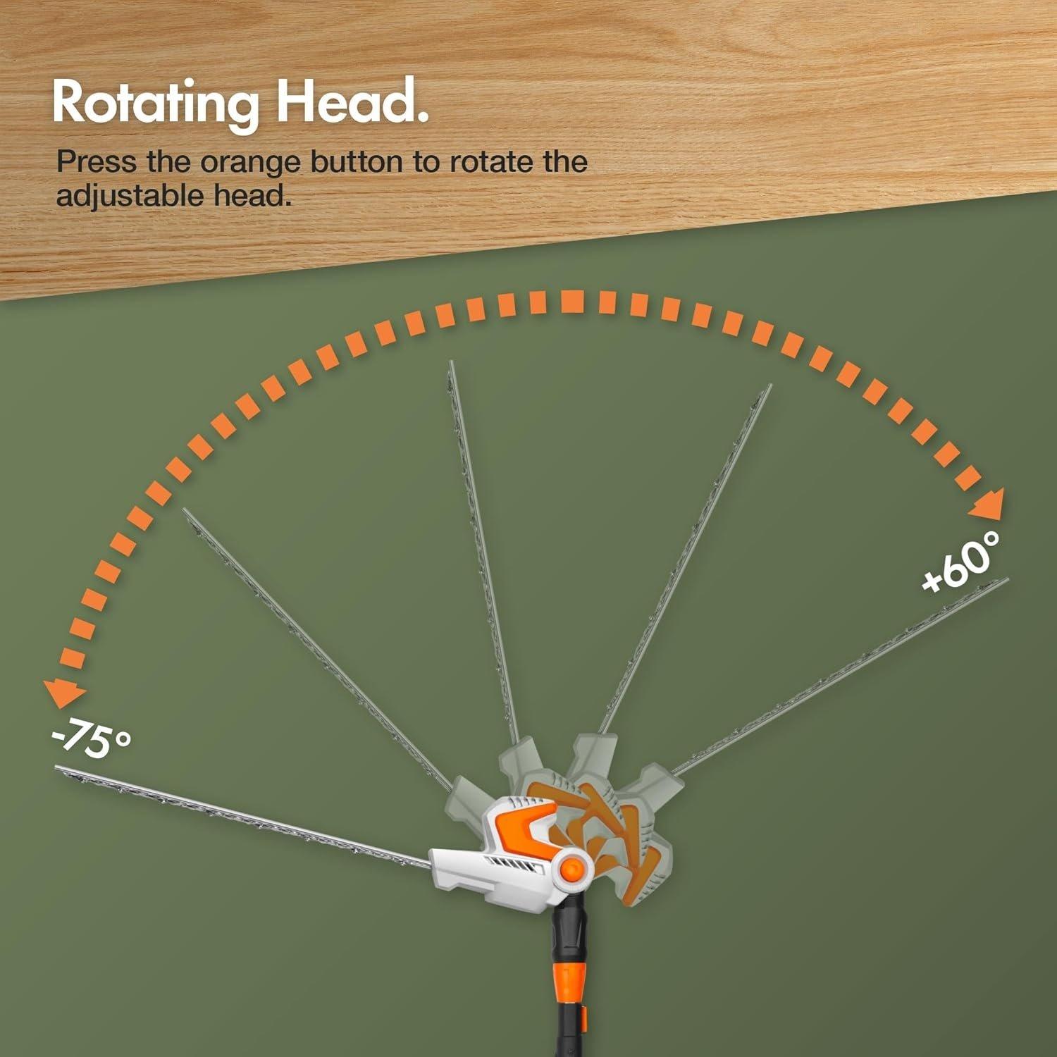 Grey - VonHaus - Cordless Pole Hedge Trimmer - 20V - 6