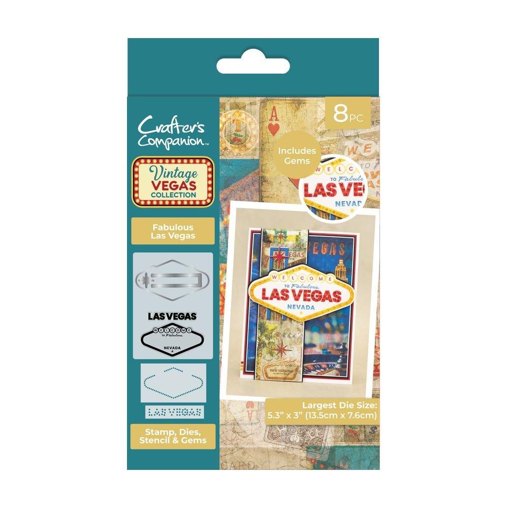 Multi - Crafters Companion - Vintage Vegas Stamp Die Stencil & Gems - 1