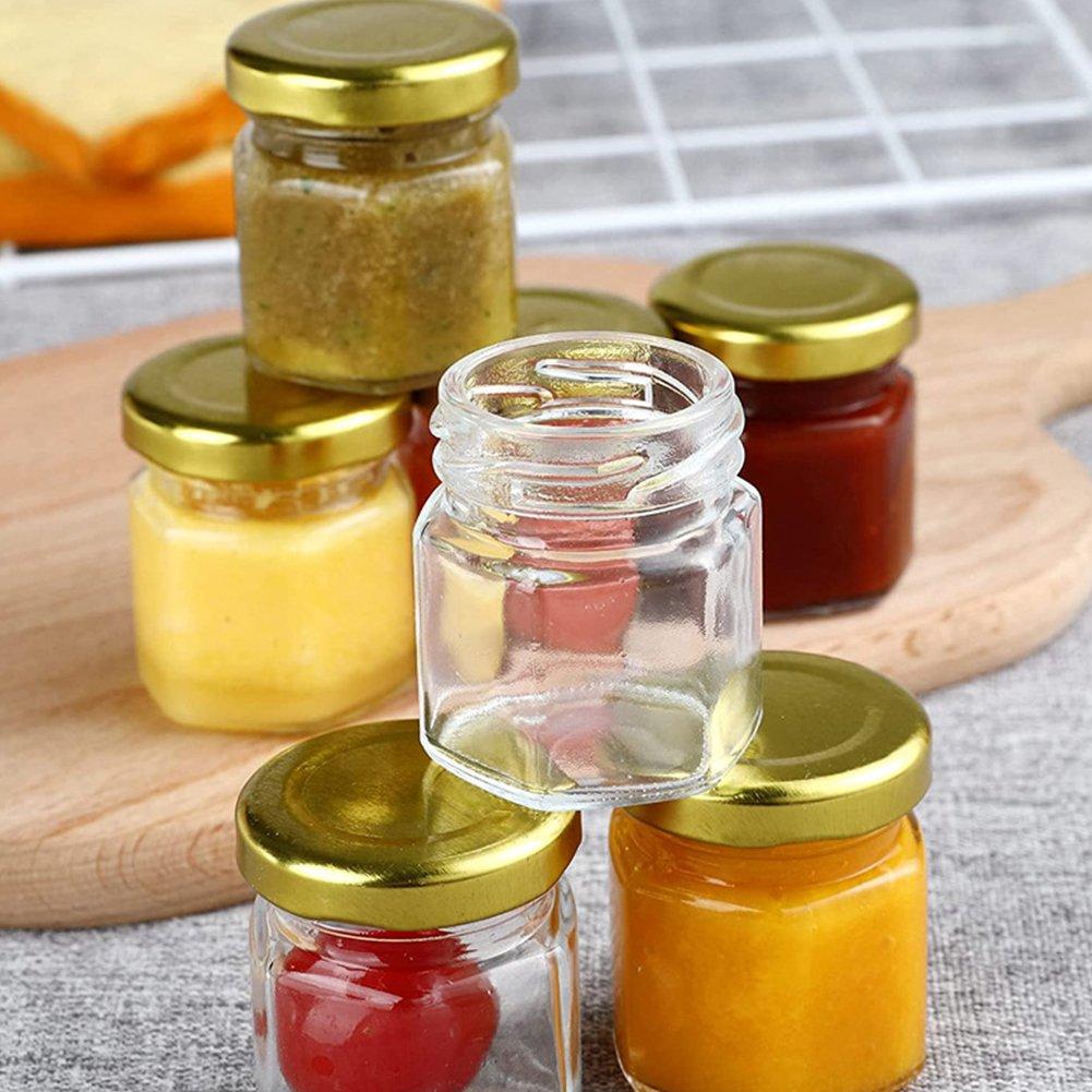 Clear - LIFE IDEAS - 20pcs Mini Glass Jars with Golden Lids and Wood Di - 1