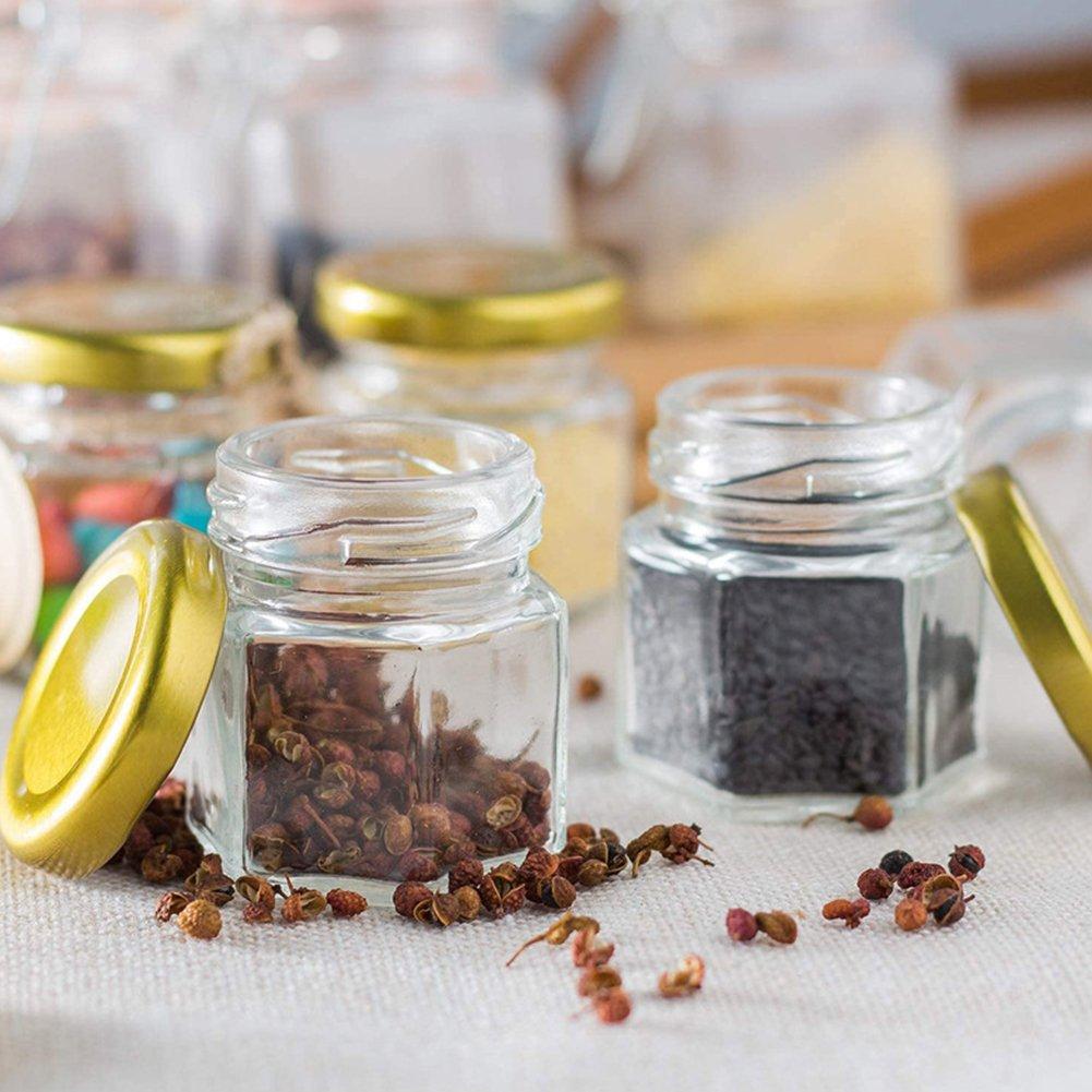 Clear - LIFE IDEAS - 20pcs Mini Glass Jars with Golden Lids and Wood Di - 2