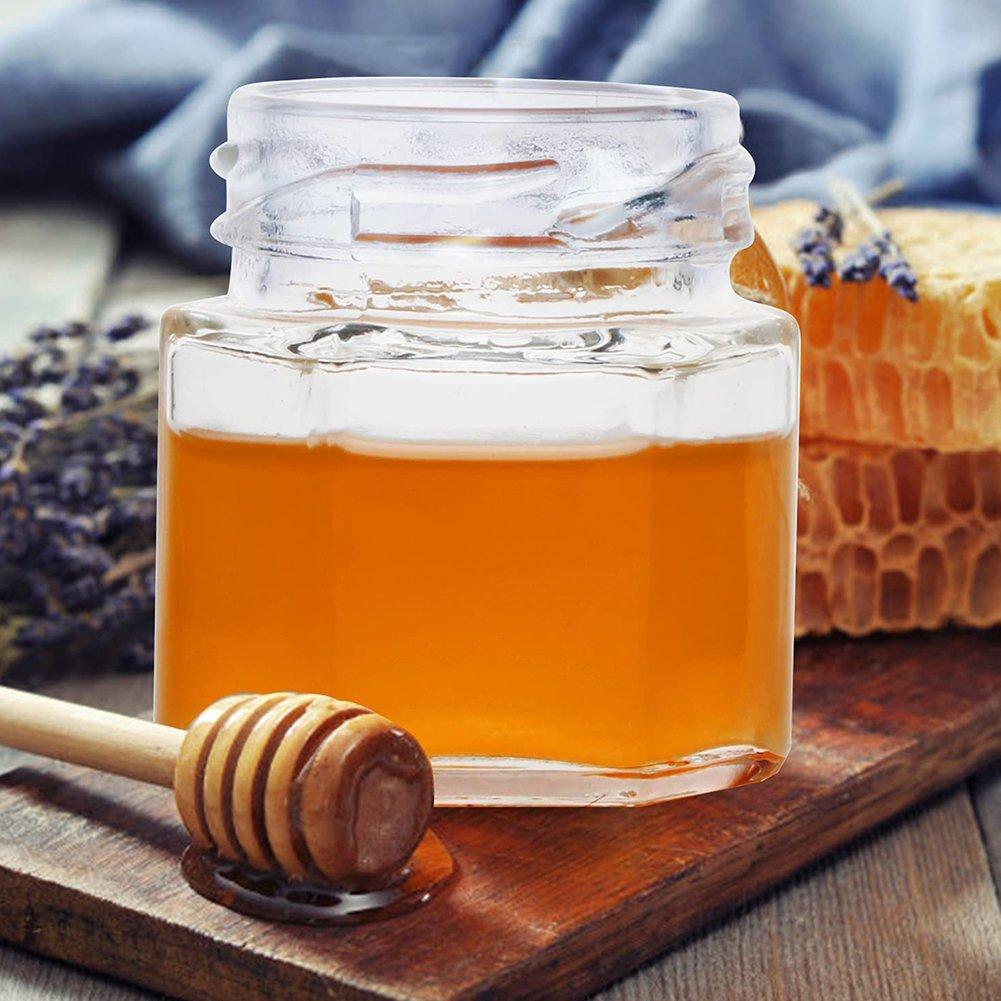 Clear - LIFE IDEAS - 20pcs Mini Glass Jars with Golden Lids and Wood Di - 3